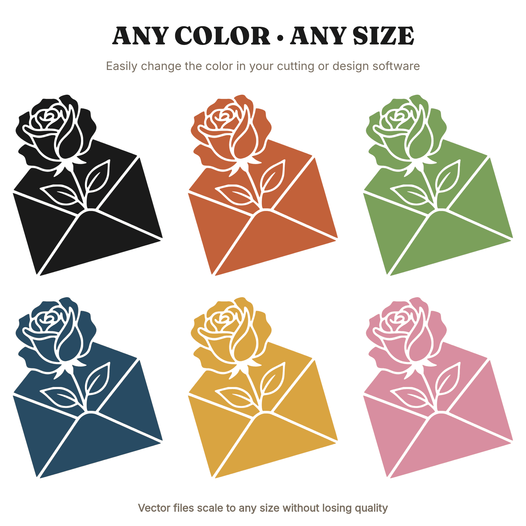 Rose Emerging from Envelope SVG PNG, Valentine Love Letter Cottagecore Floral Cut File, view 2