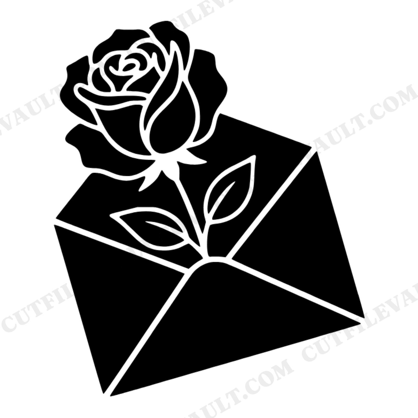 Rose Emerging from Envelope SVG PNG, Valentine Love Letter Cottagecore Floral Cut File, view 1