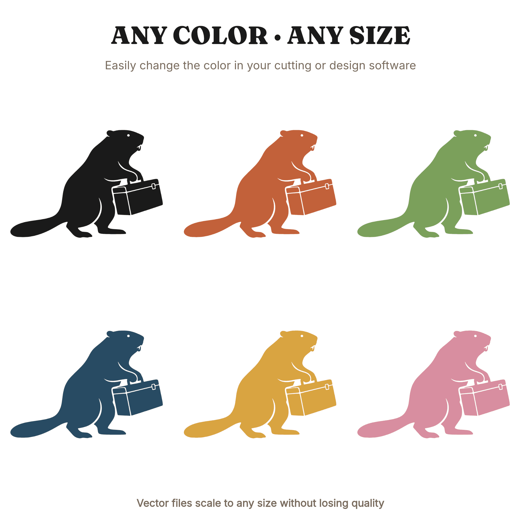 Labor Day Beaver SVG PNG, Vintage Toolbox Worker Clipart, Mid Century Retro Workshop Cut File, view 2