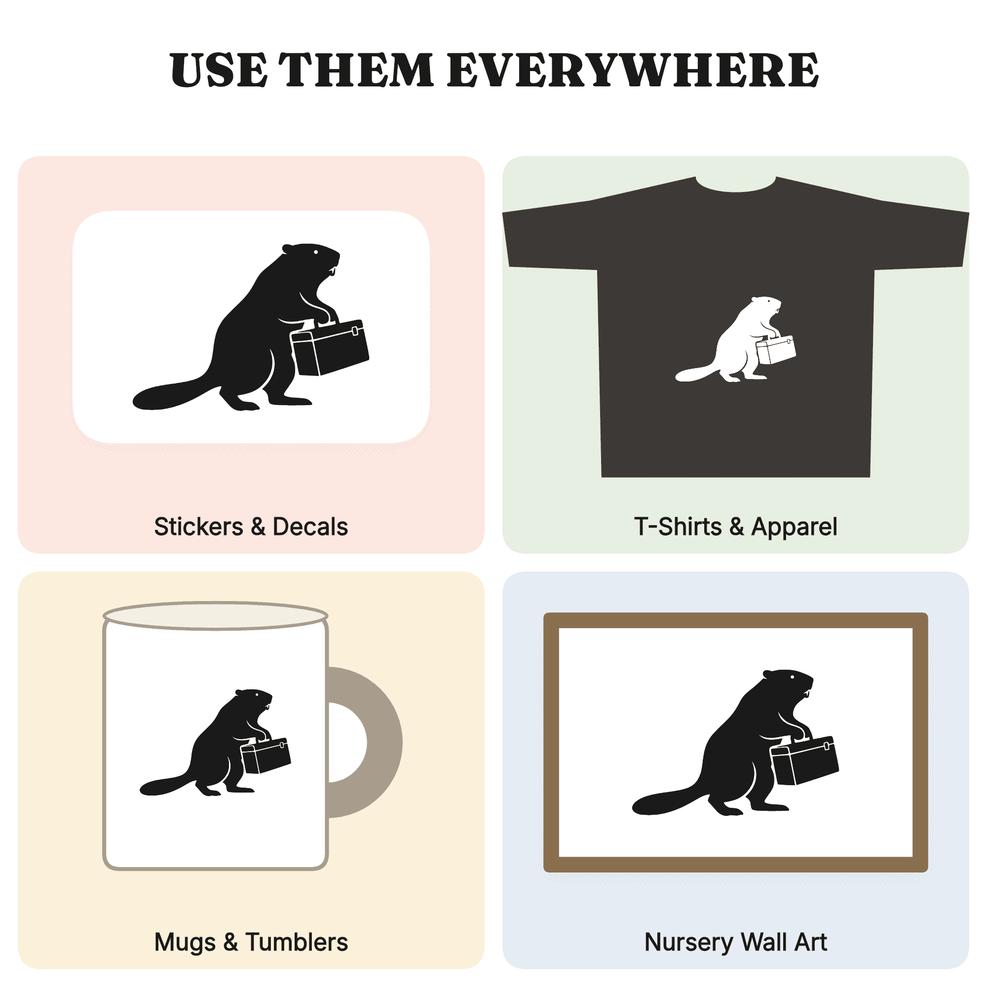 Labor Day Beaver SVG PNG, Vintage Toolbox Worker Clipart, Mid Century Retro Workshop Cut File, view 3