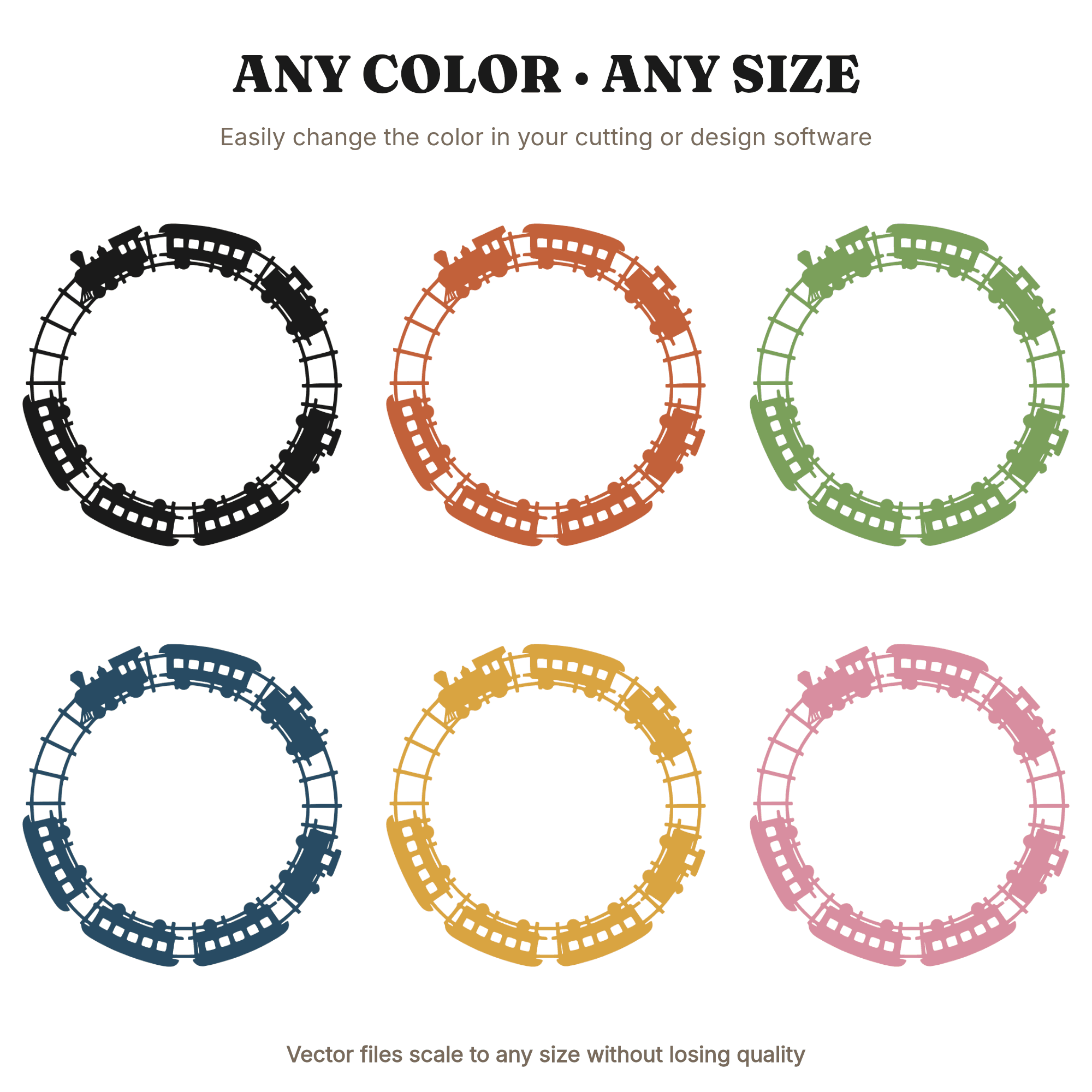 Vintage Christmas Train Circle Track SVG PNG, Boho Nursery Overhead View Cut File for Cricut, view 2