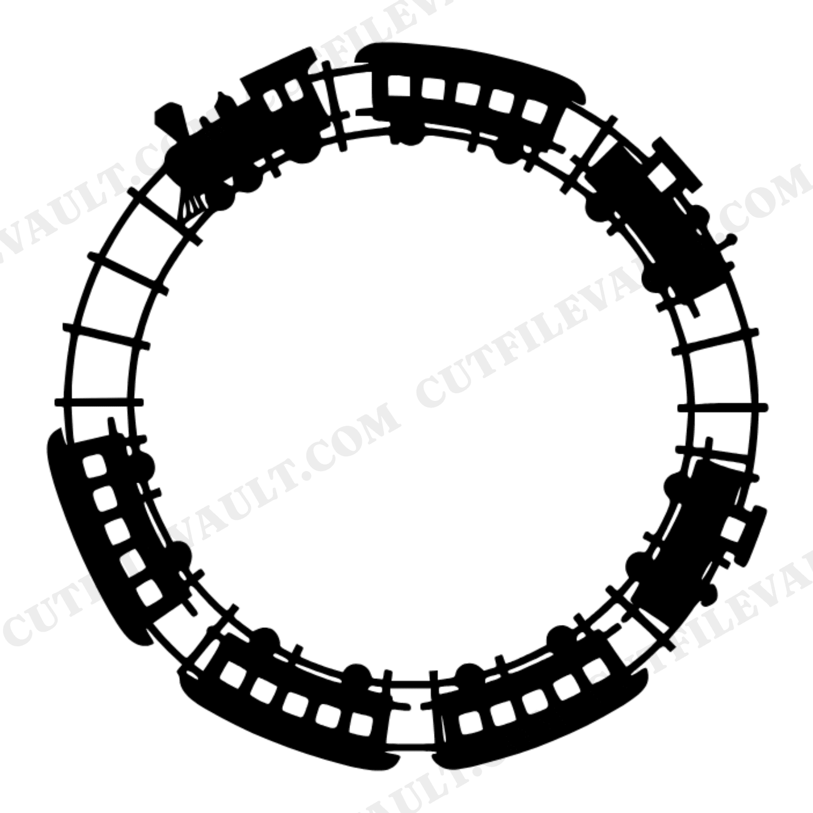 Vintage Christmas Train Circle Track SVG PNG, Boho Nursery Overhead View Cut File for Cricut, view 1