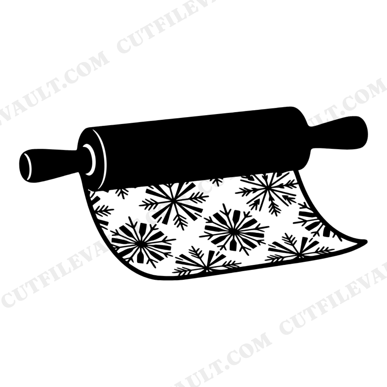 Art Deco Christmas Rolling Pin SVG, Snowflake Dough PNG, Holiday Baking Cut File, Farmhouse Kitchen, view 1