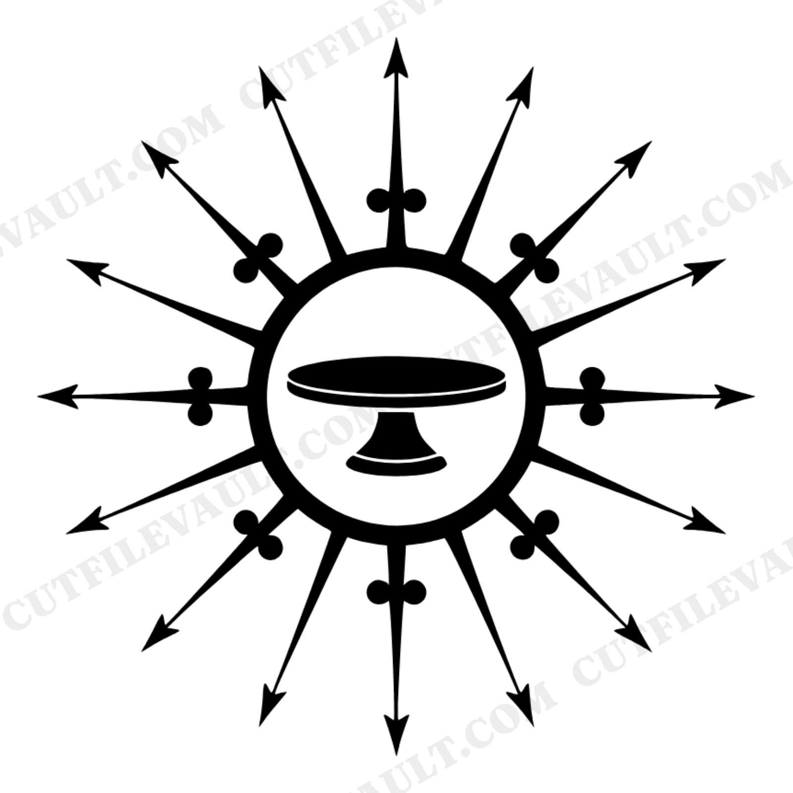 New Year Cake Stand Mandala SVG, Midnight Countdown Clock Hands Design, Scandinavian Line Art PNG, view 1