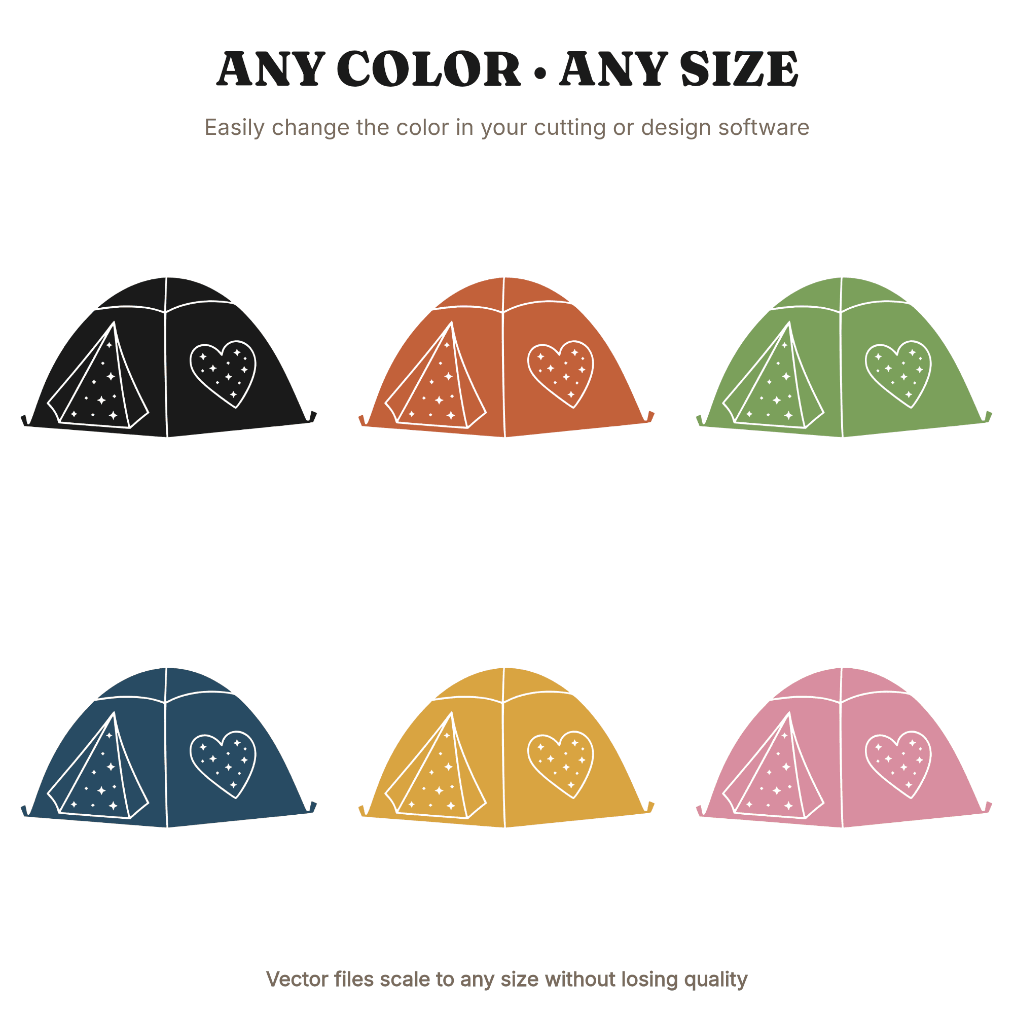 Valentine Camping Tent SVG, Heart Door Stars PNG, Romantic Outdoor Adventure Cut File Design, view 2