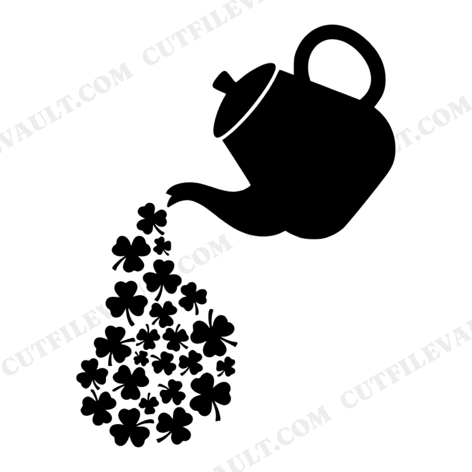 St Patricks Day Coffee Pot Pouring Shamrocks SVG PNG, Irish Coffee Lover Cut File, Lucky Kitchen, view 1