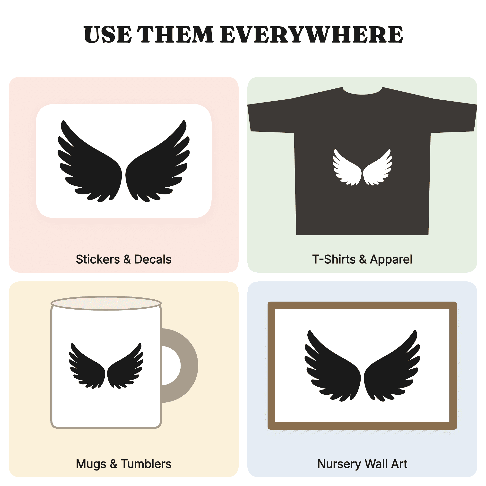 Christmas Angel Wings SVG PNG, Scandinavian Kids Nursery Decor, Holiday Banner Cut File, view 3