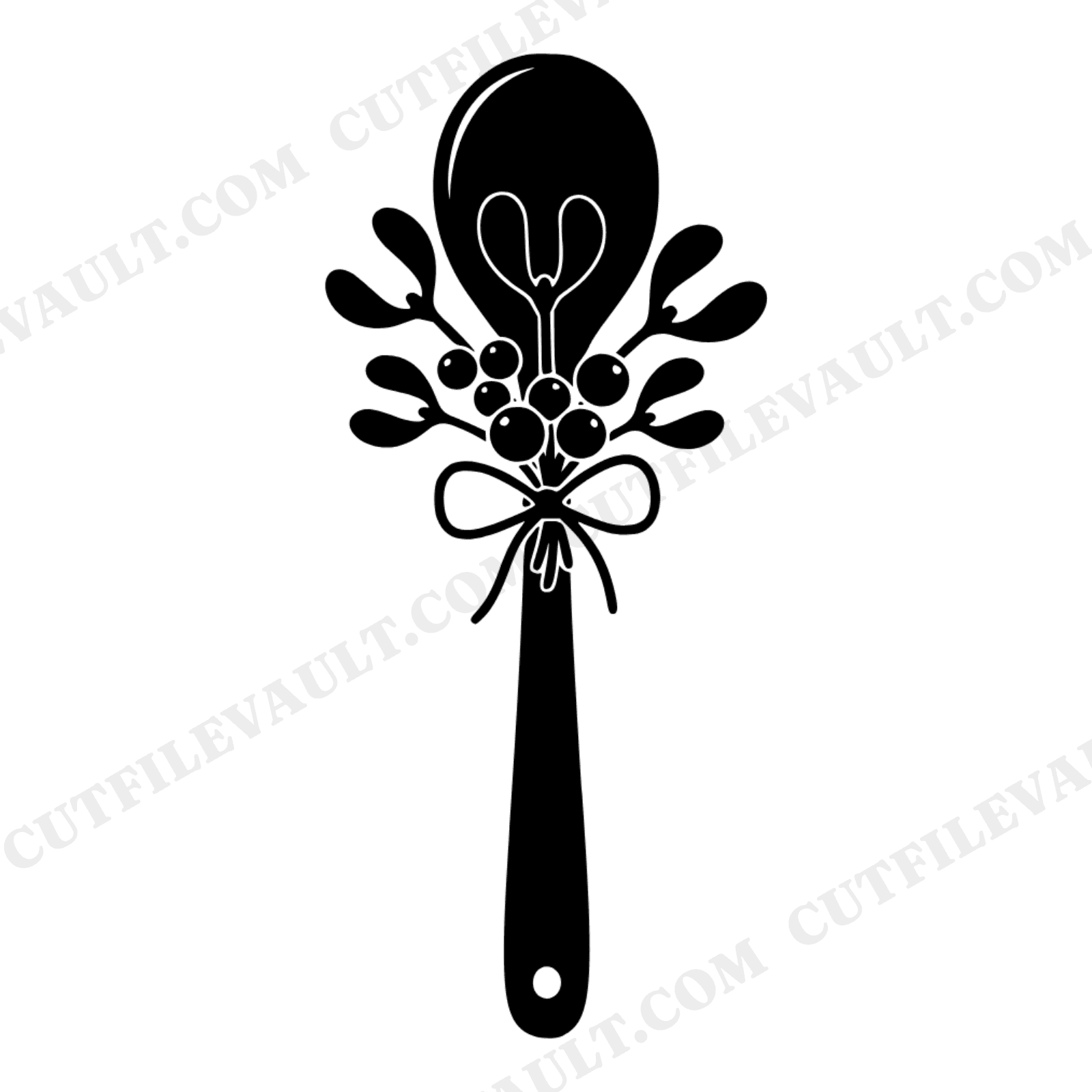 Rustic Wooden Spoon Mistletoe SVG PNG, Farmhouse Christmas Kitchen Towel Design, Vintage Holiday, view 1