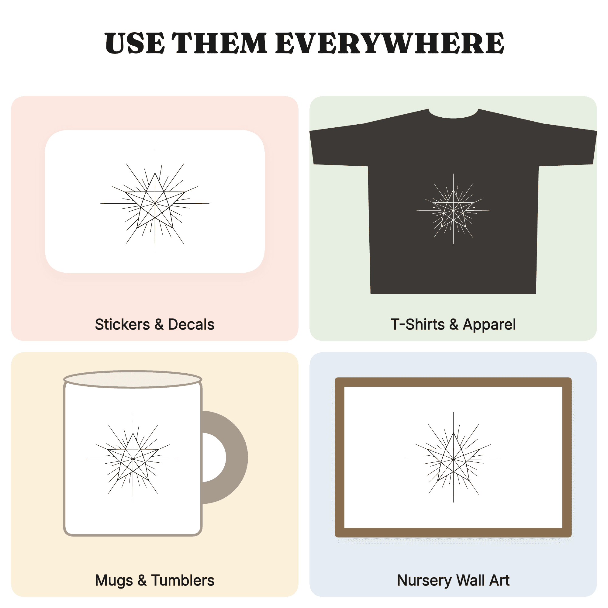 Celestial Christmas Star Constellation SVG PNG, Mid Century Modern Holiday Wall Art Cut File, view 3