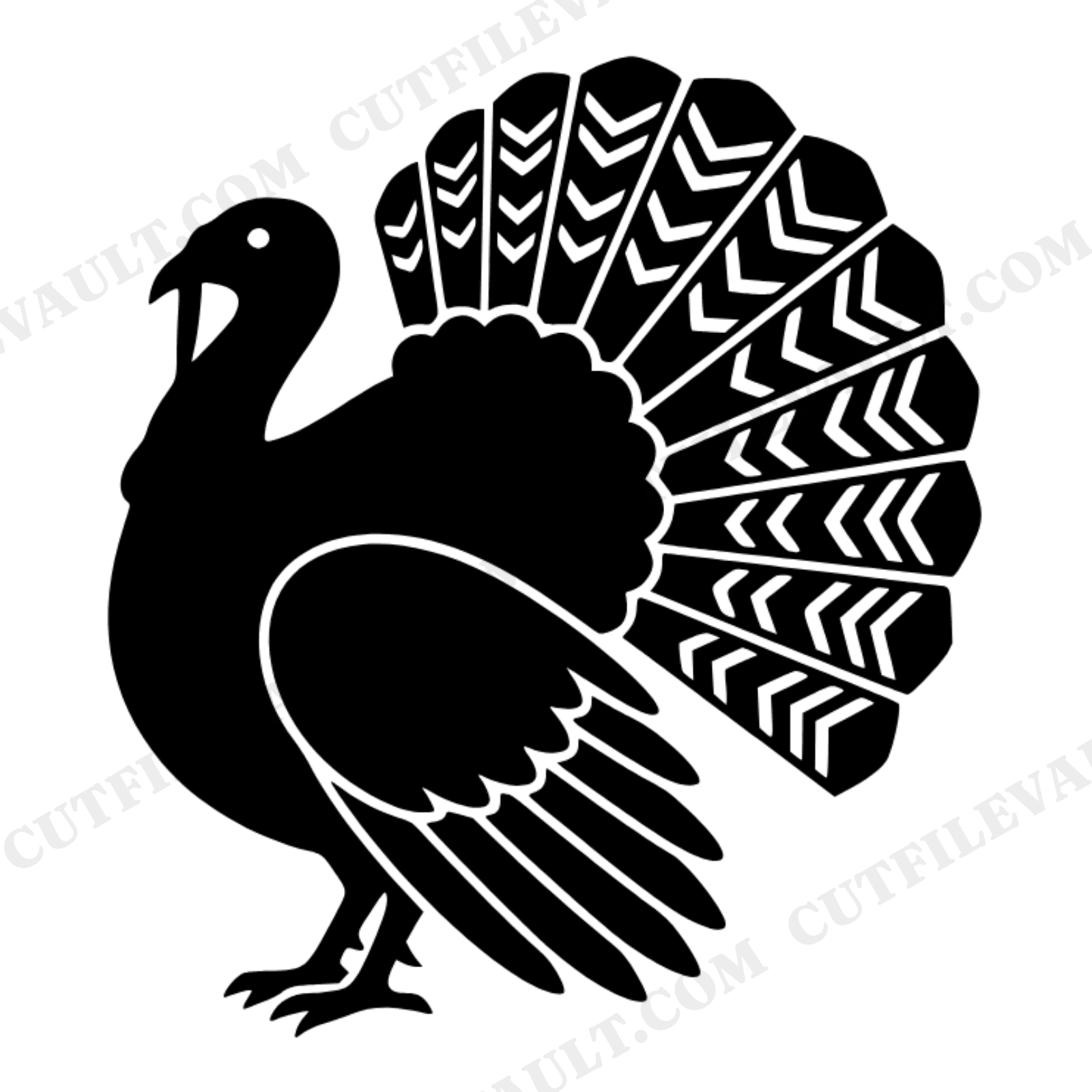 Art Deco Thanksgiving Turkey SVG PNG, Geometric Turkey Silhouette Cut File, Vintage Fall Decor, view 1