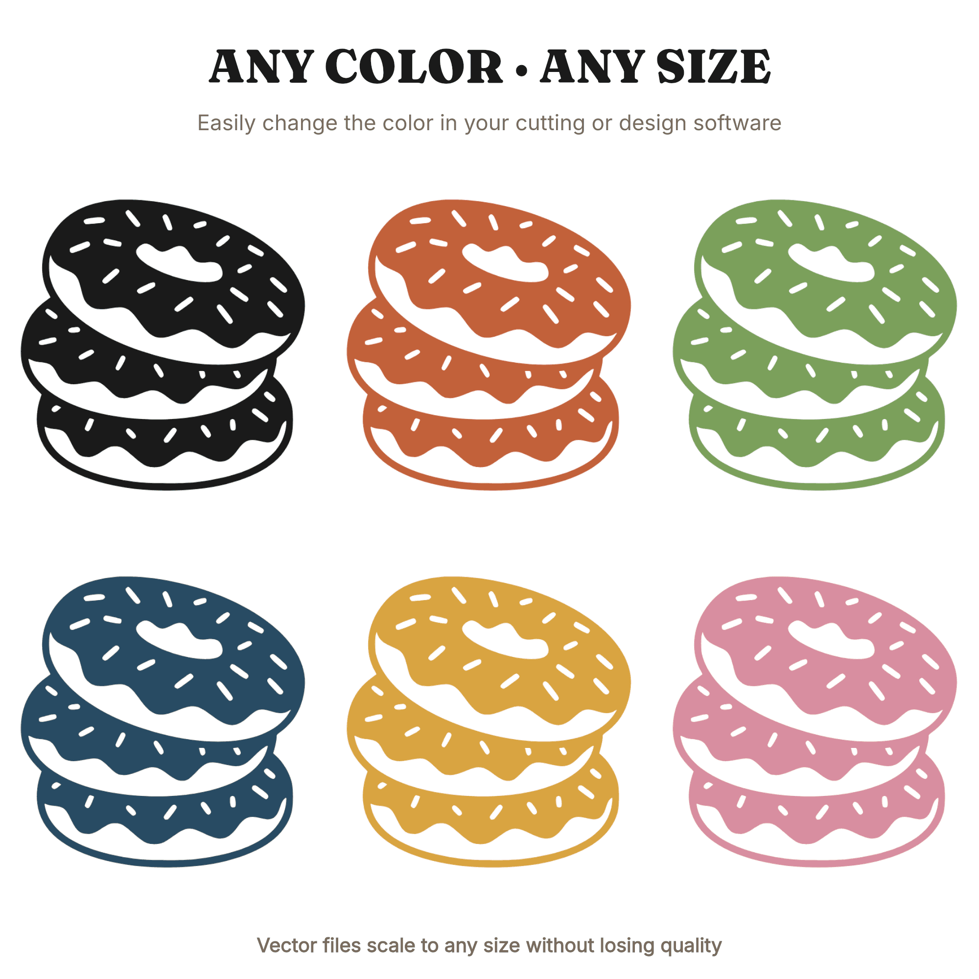 Stacked Donuts Tower SVG PNG, Donut Party Cut File, Kids Baking Birthday, Kitchen Decor Line Art, view 2