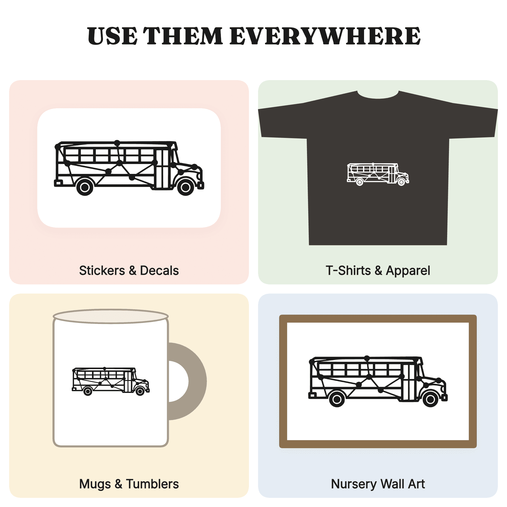 Constellation School Bus SVG PNG, Art Deco Geometric Back to School Cut File for Cricut, view 3