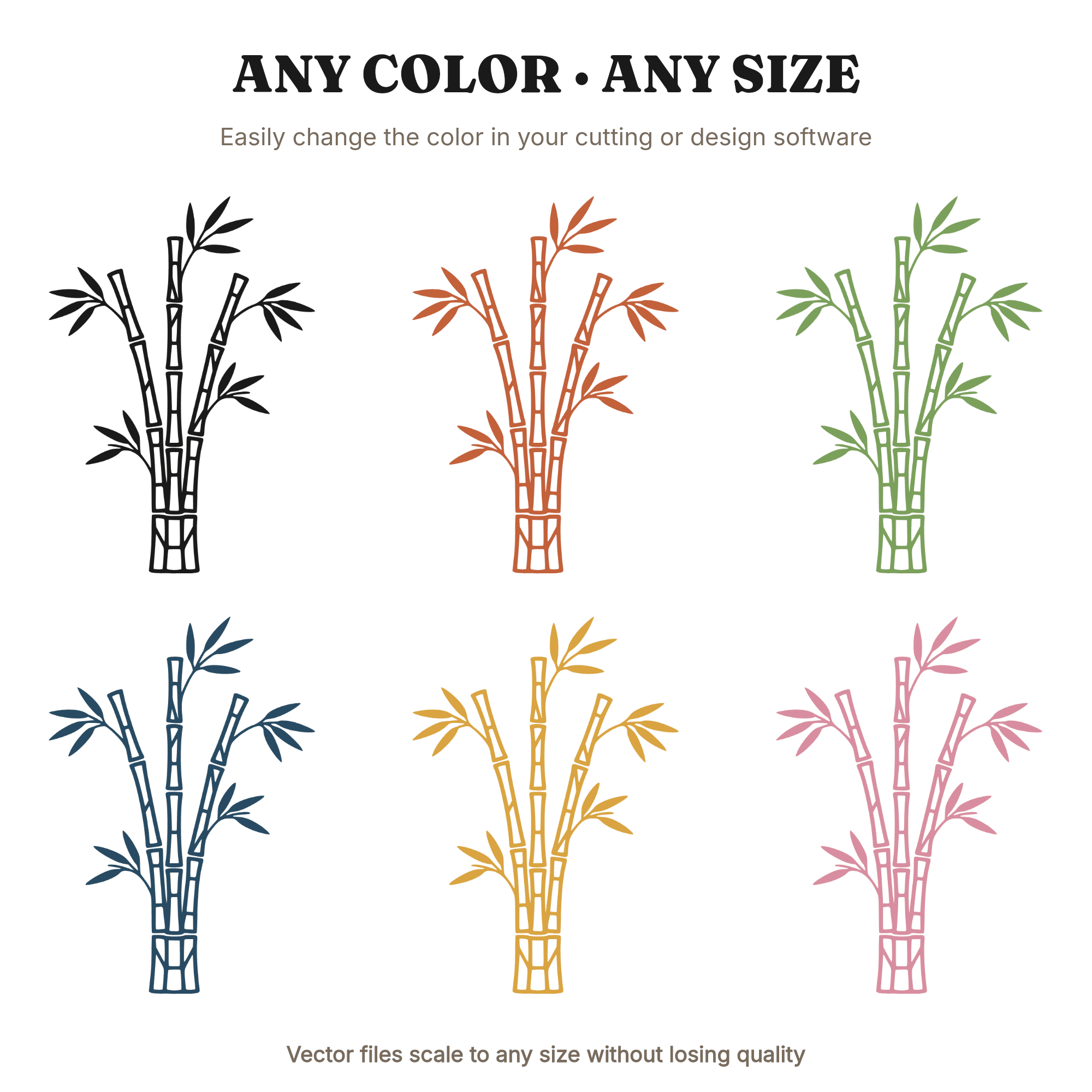 New Year Bamboo Stained Glass SVG PNG, Vintage Botanical Silhouette Cut File for Cricut, view 2