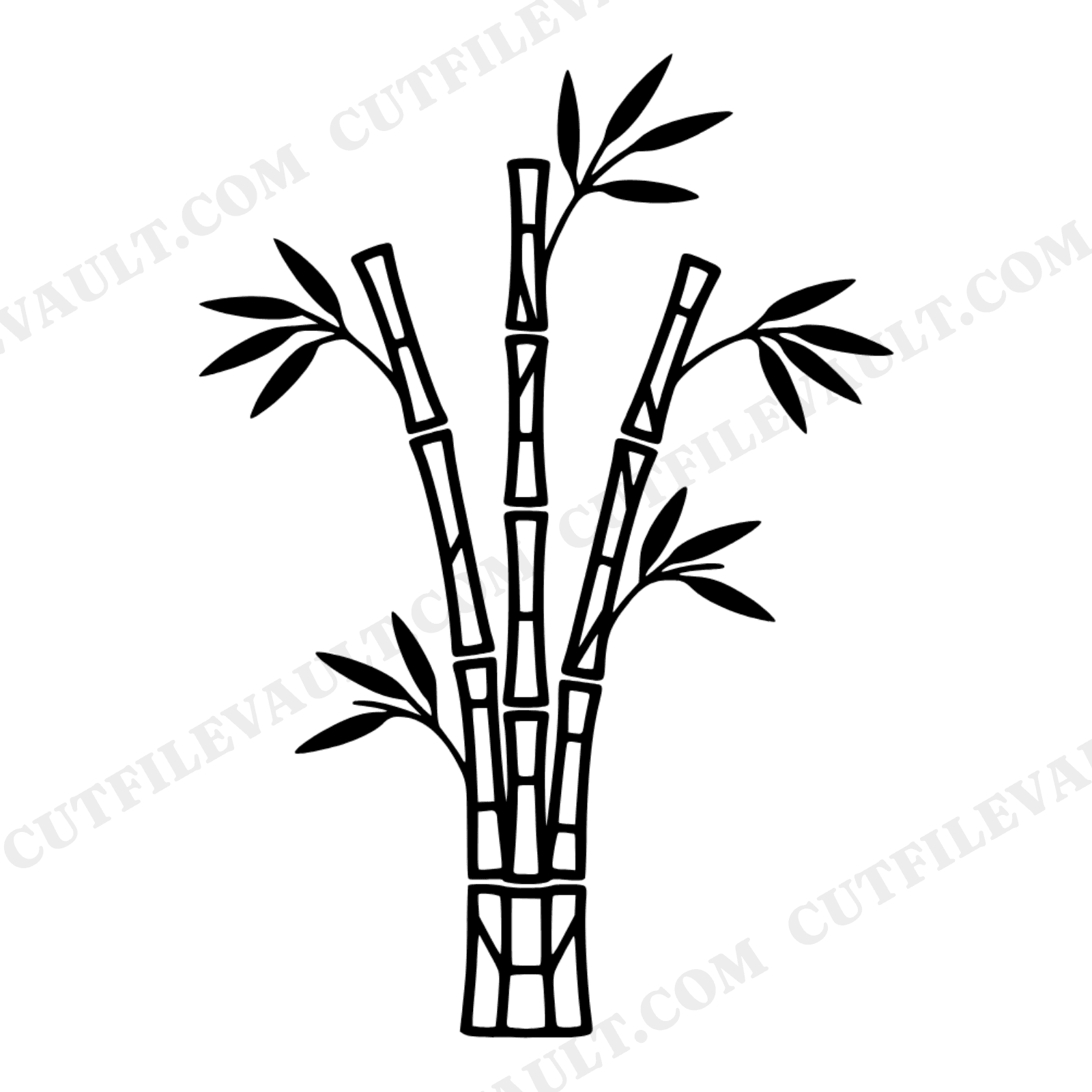 New Year Bamboo Stained Glass SVG PNG, Vintage Botanical Silhouette Cut File for Cricut, view 1