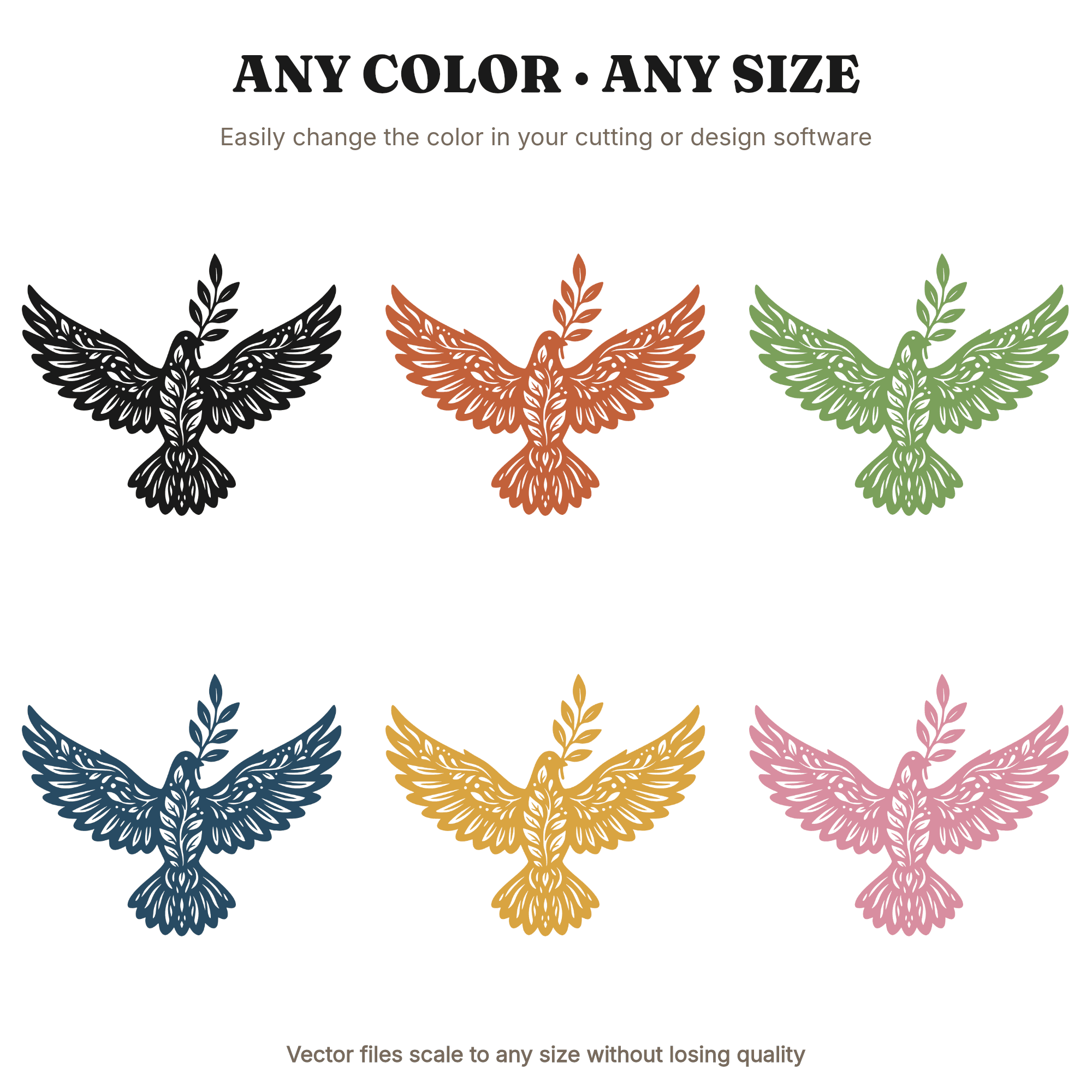 Christmas Dove SVG, Peaceful Dove with Olive Branch PNG, Holiday Silhouette Cut File, view 2