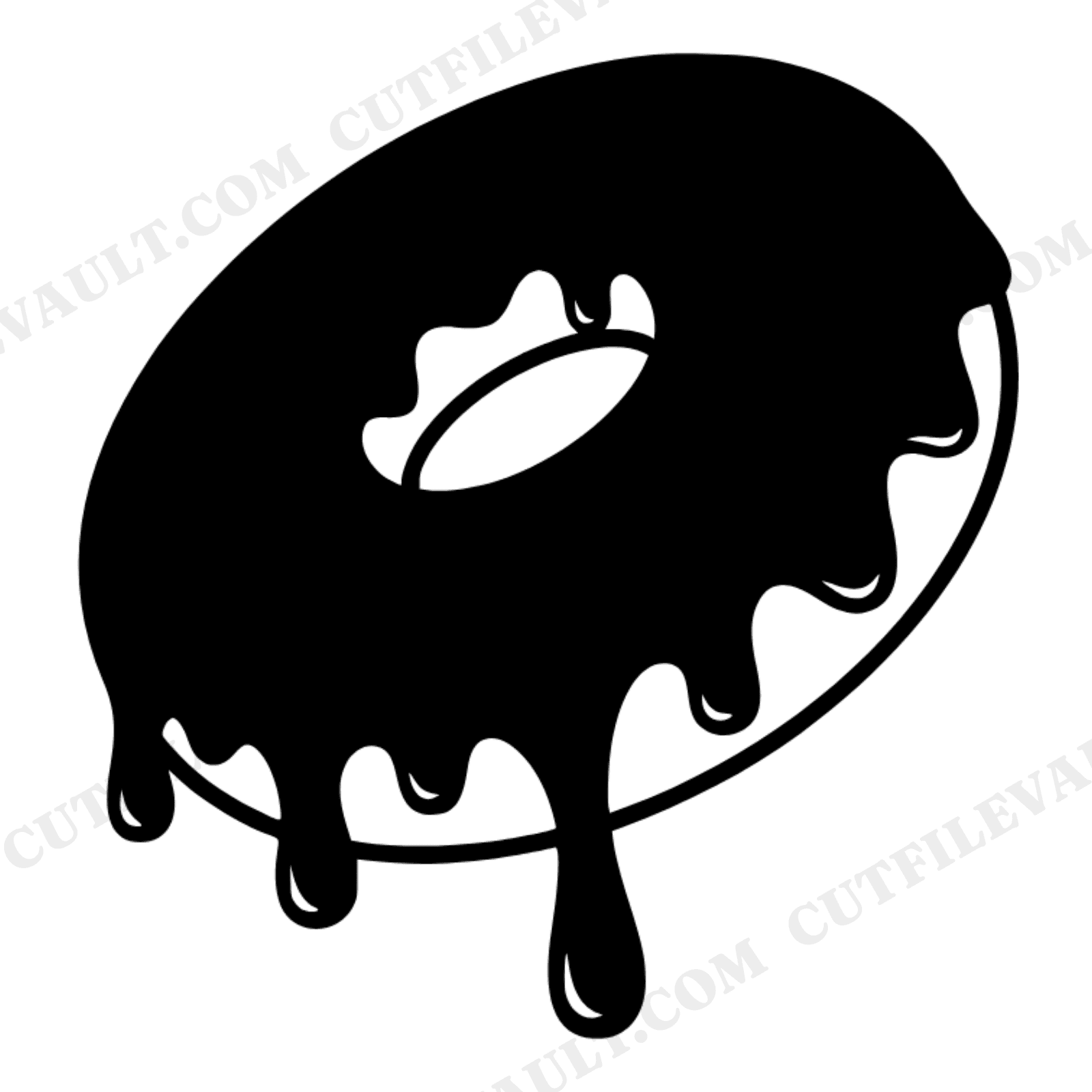 Groovy Retro Donut SVG PNG, Tilted Donut with Drips Cut File, 70s Y2K Party Decor Clipart, view 1