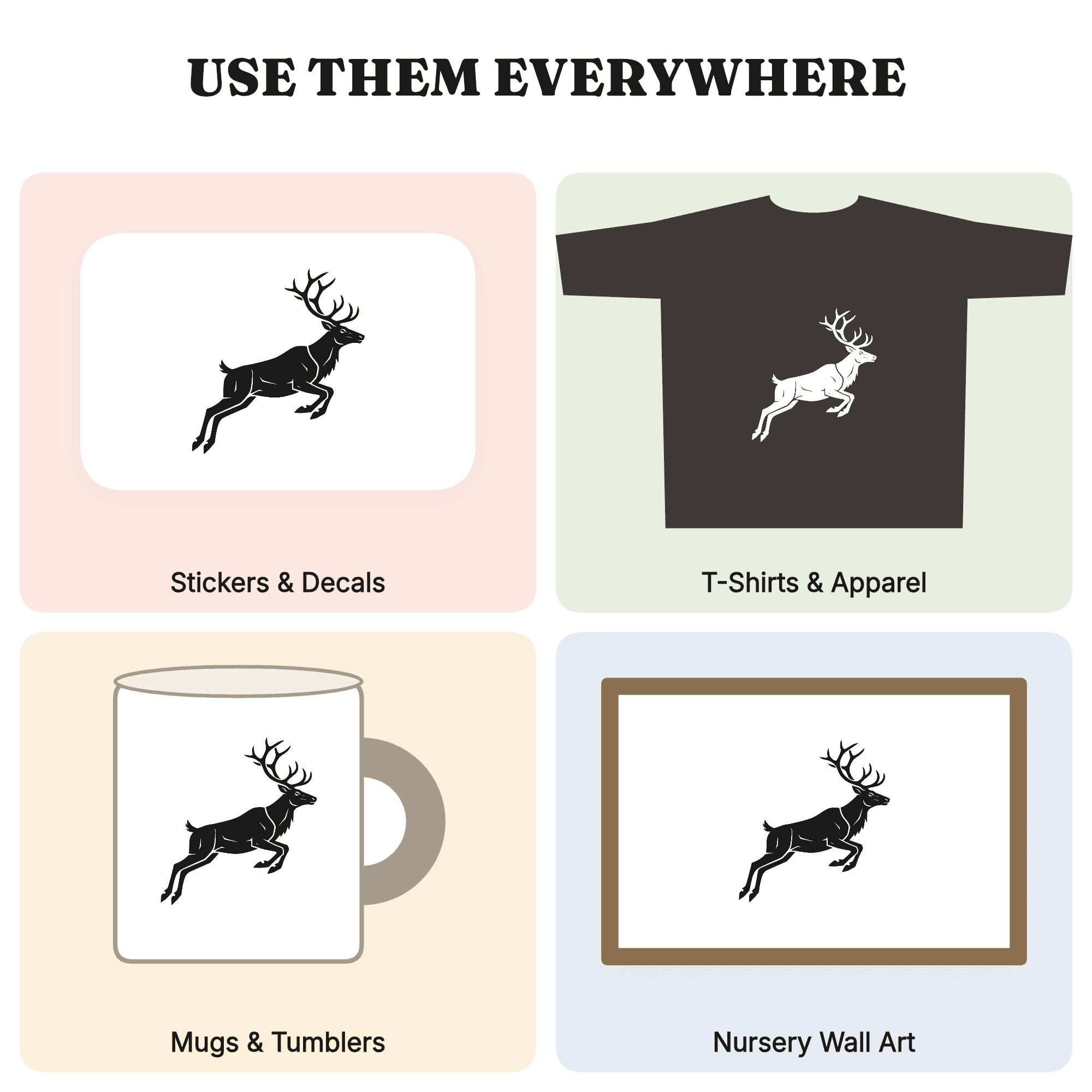 Leaping Reindeer SVG, Jumping Reindeer Silhouette PNG, Modern Christmas Cut File, Holiday Decor SVG, view 3