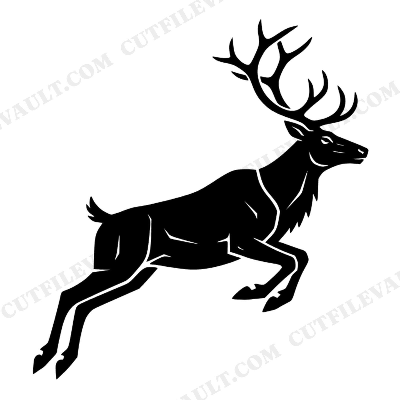 Leaping Reindeer SVG, Jumping Reindeer Silhouette PNG, Modern Christmas Cut File, Holiday Decor SVG, view 1
