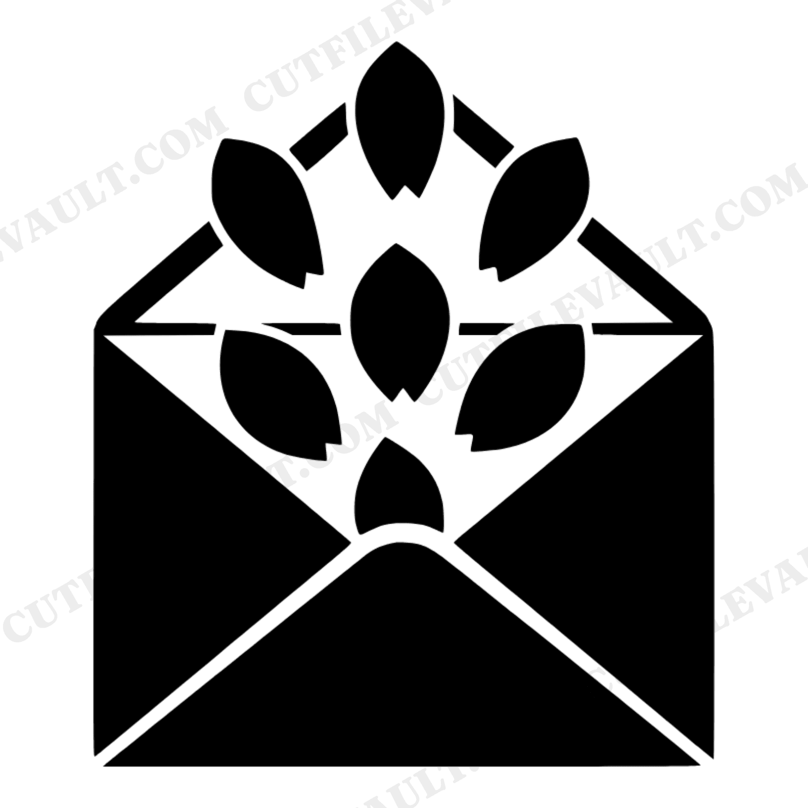 Valentine Envelope Bird's Eye View SVG PNG, Mid Century Modern Flower Petals Cut File Design, view 1