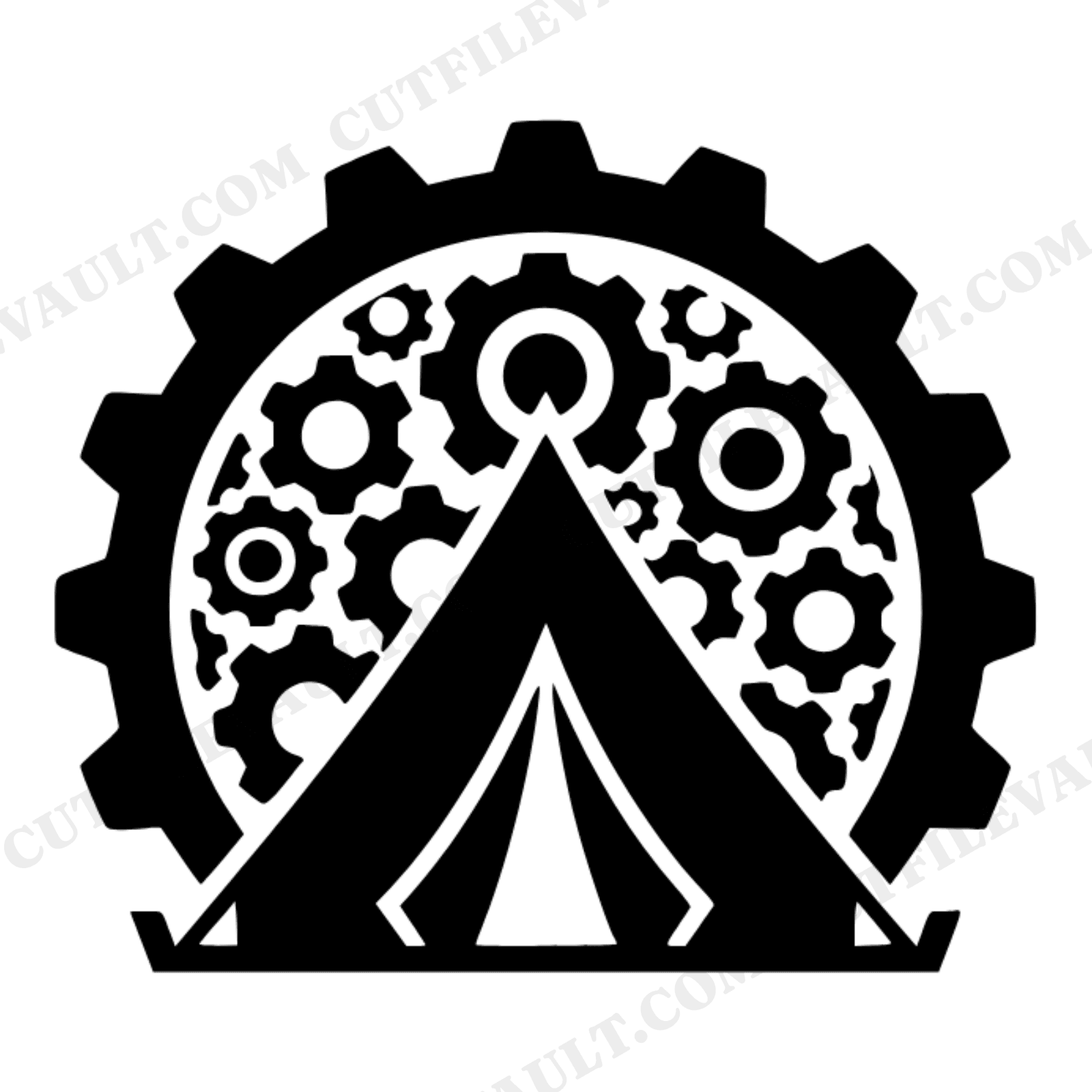 Labor Day Camping Tent Steampunk Sunrise SVG PNG Cut File Outdoor Adventure Silhouette Design, view 1