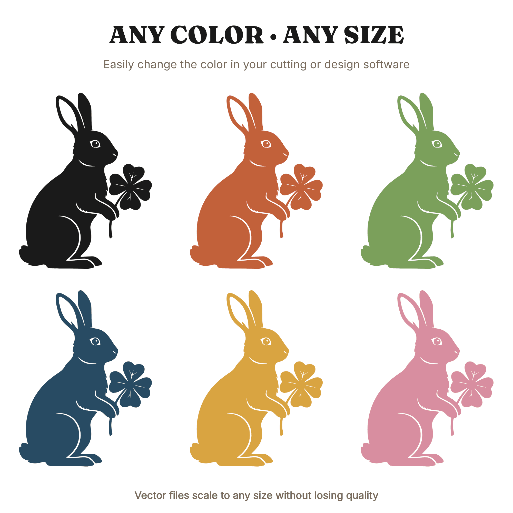 Vintage Irish Rabbit SVG, Four Leaf Clover Bunny PNG, St Patrick's Day Cut File, Spring Botanical, view 2