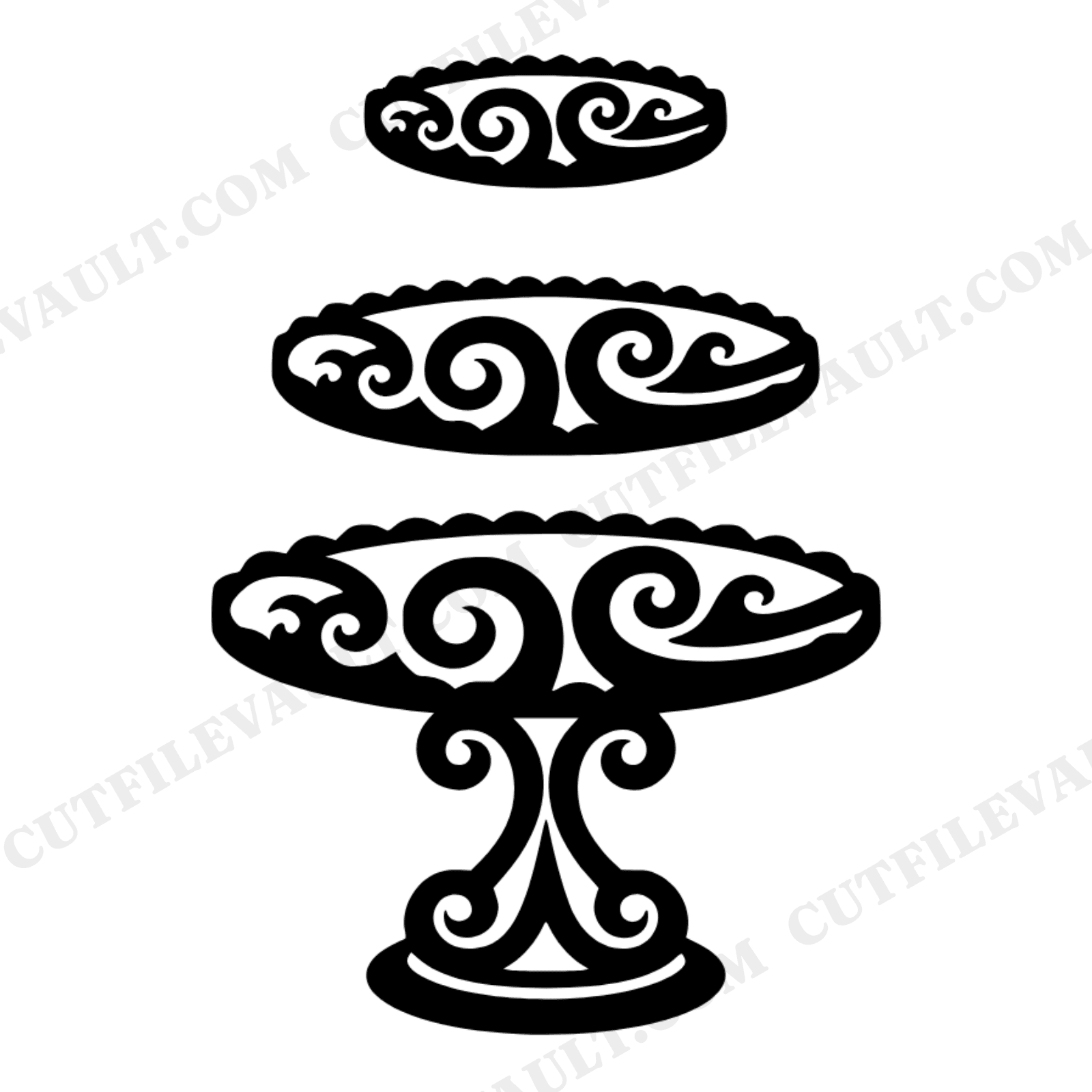 Retro Wave Tiered Cake Stand SVG PNG, 70s Bridal Shower Decor, Wedding Bakery Silhouette Cut File, view 1