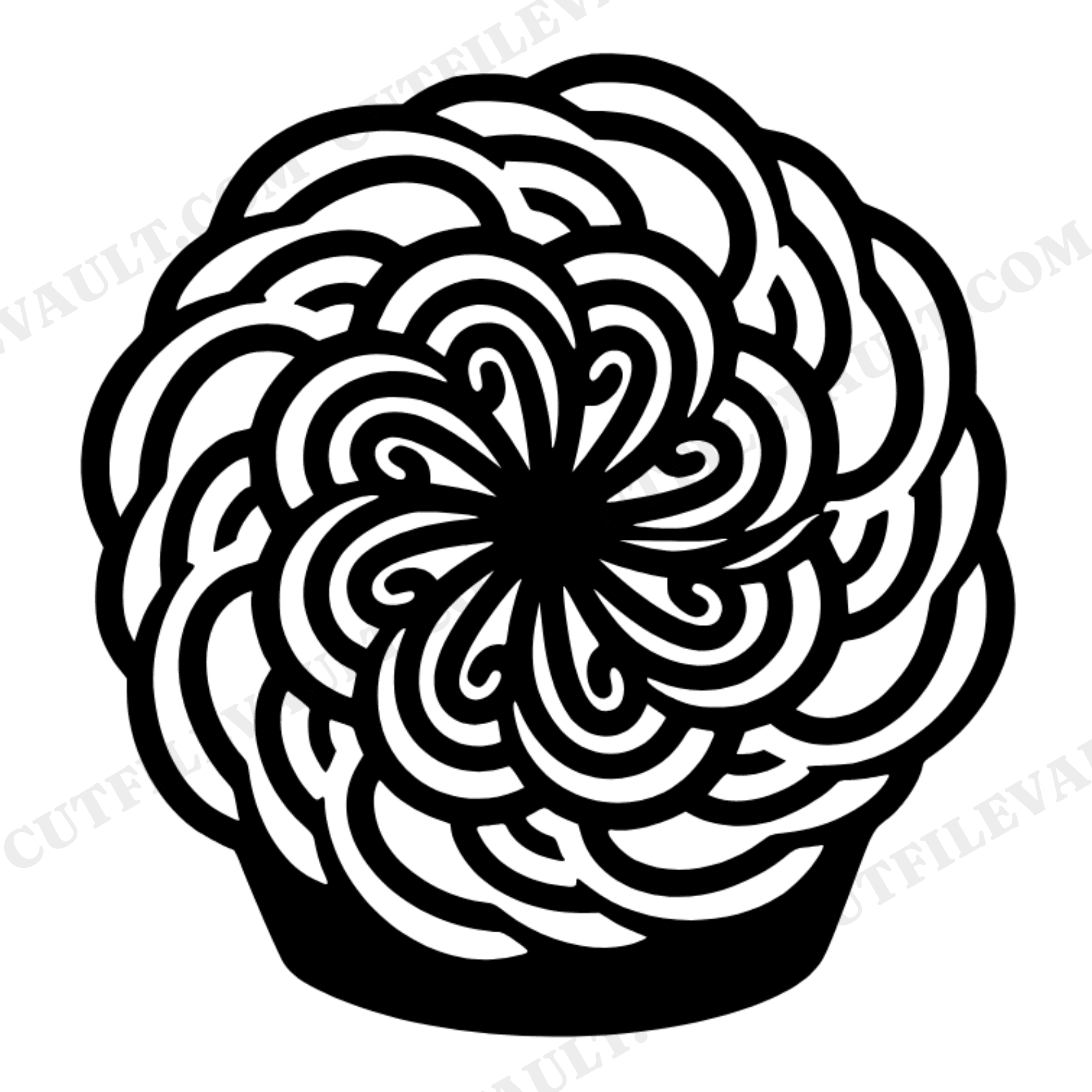 Retro Groovy Cupcake SVG PNG, Top View Frosting Swirl Mandala Cut File, Valentine's Day Dessert, view 1