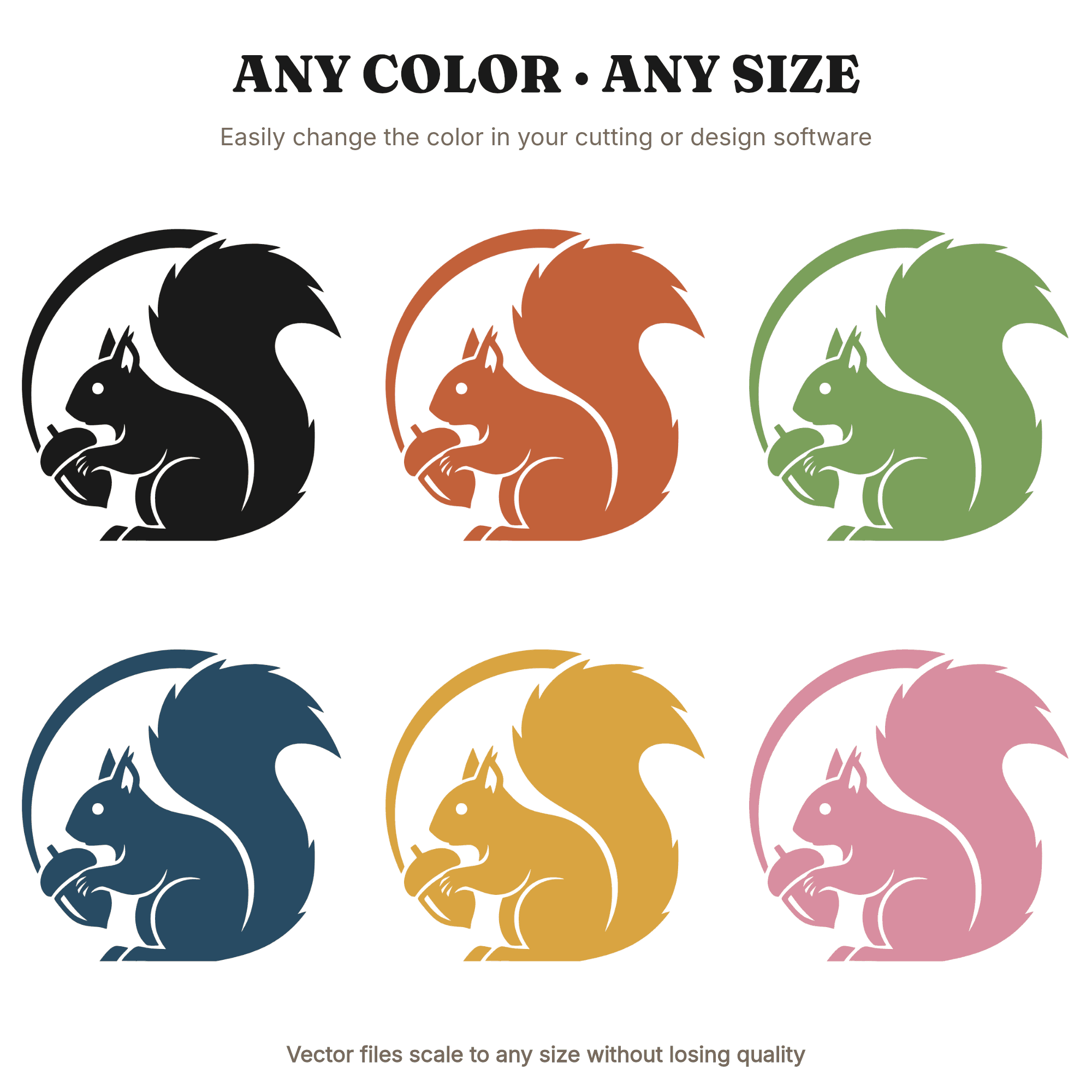 Autumn Squirrel SVG, Fall Squirrel Silhouette PNG, Geometric Squirrel with Acorn Cut File, view 2