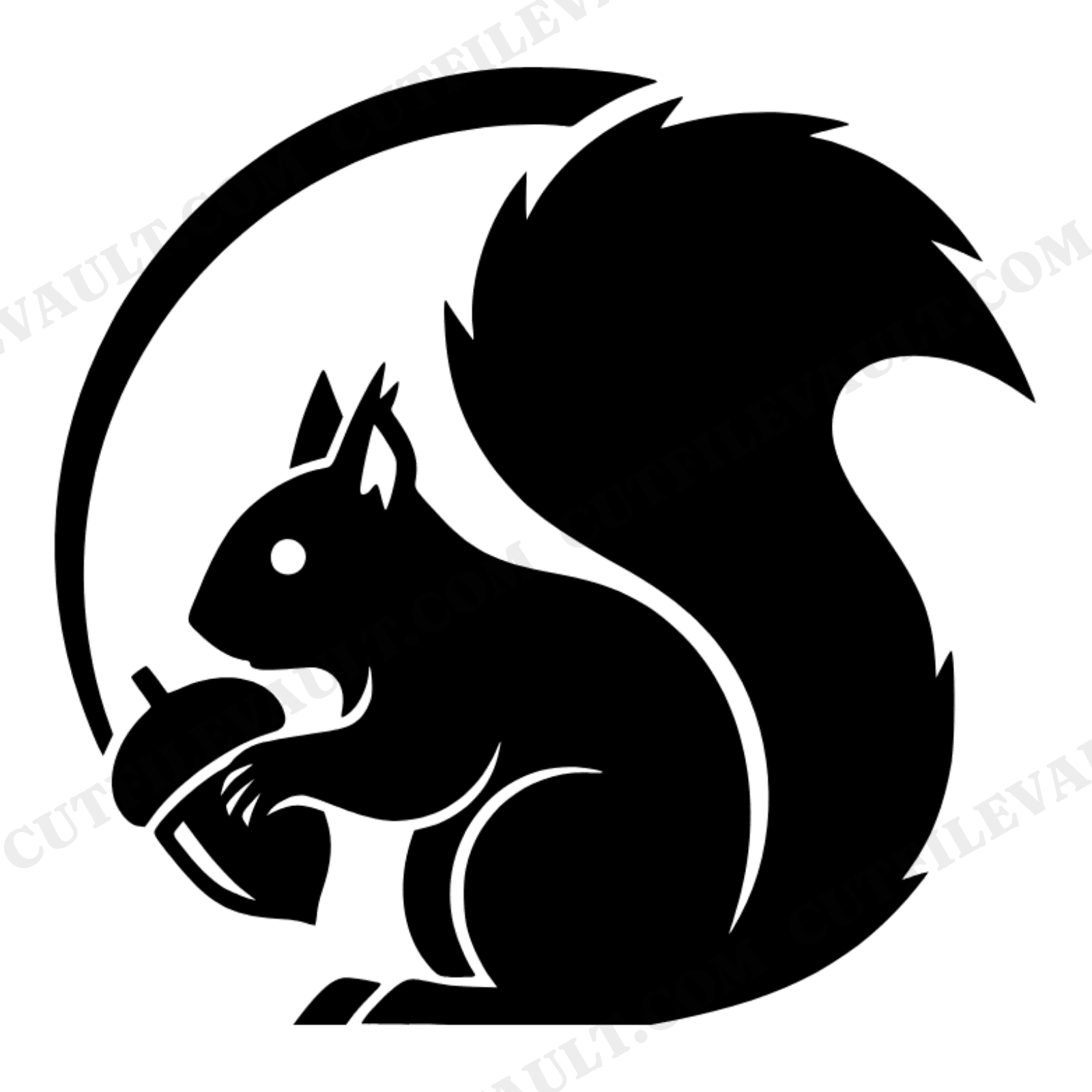 Autumn Squirrel SVG, Fall Squirrel Silhouette PNG, Geometric Squirrel with Acorn Cut File, view 1