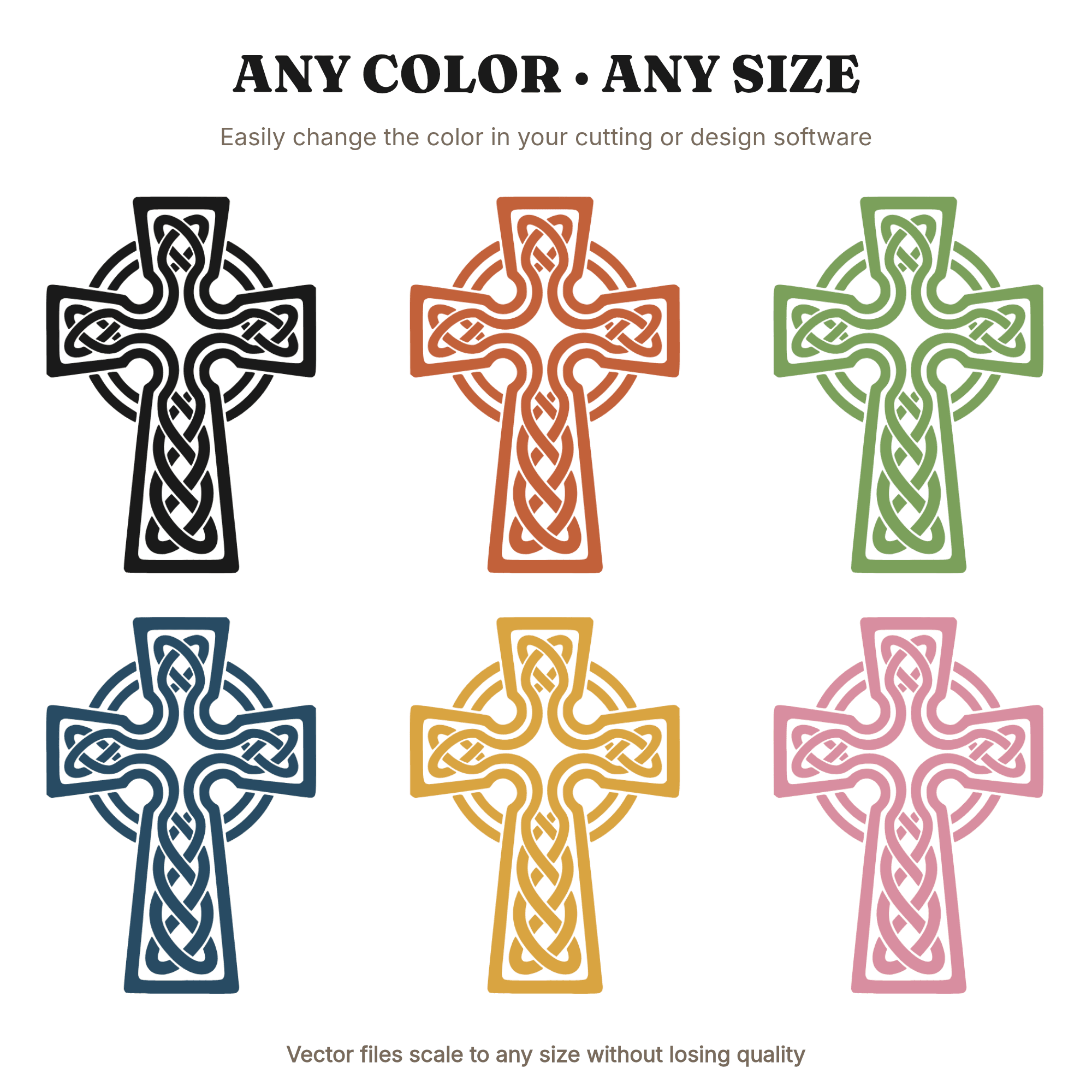 Groovy Celtic Cross SVG PNG, Retro 70s Knotwork Border Cut File, St Patrick's Day Kids Room Decor, view 2