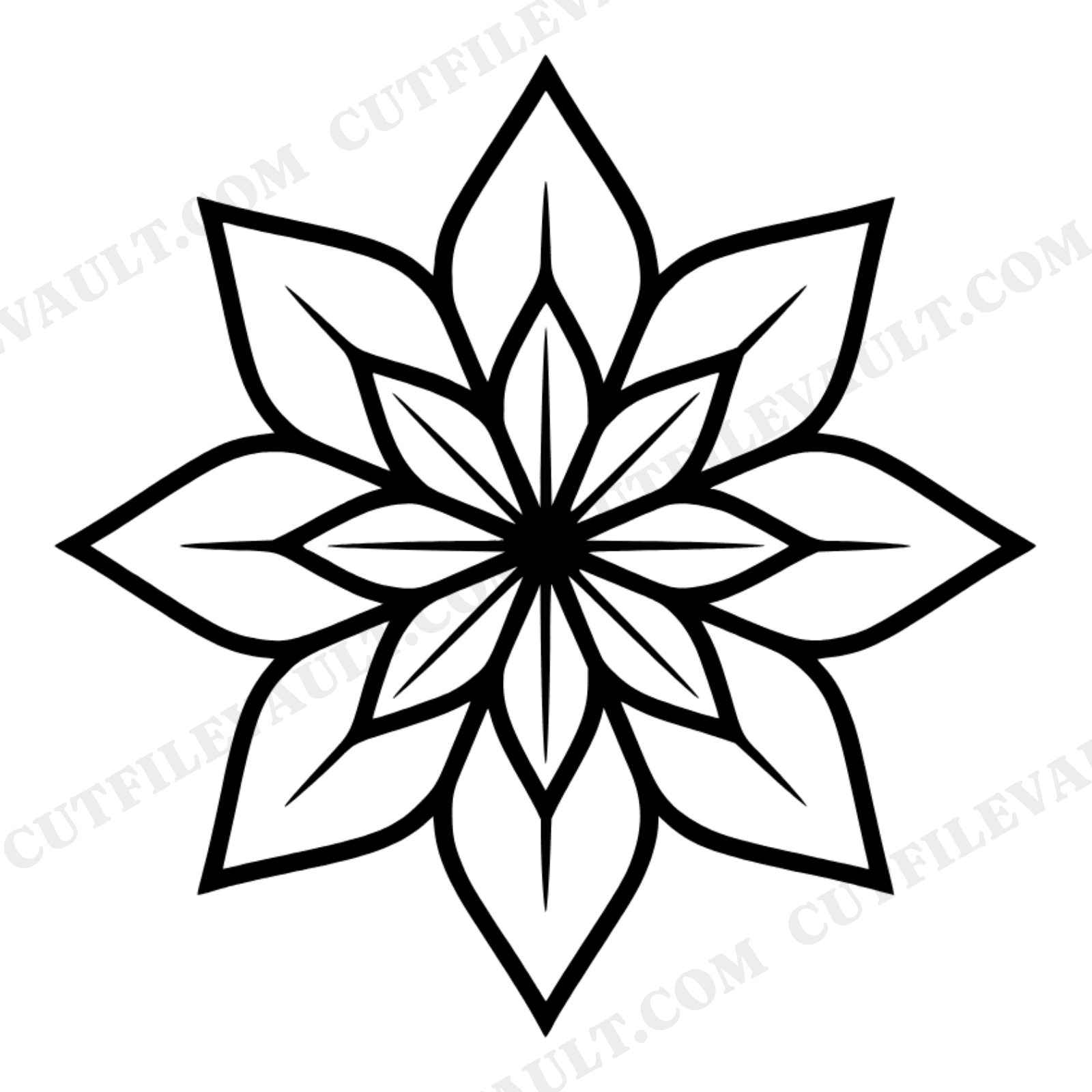 Poinsettia SVG PNG Bird's Eye View Christmas Flower Star Farmhouse Holiday Wall Art Cut File, view 1