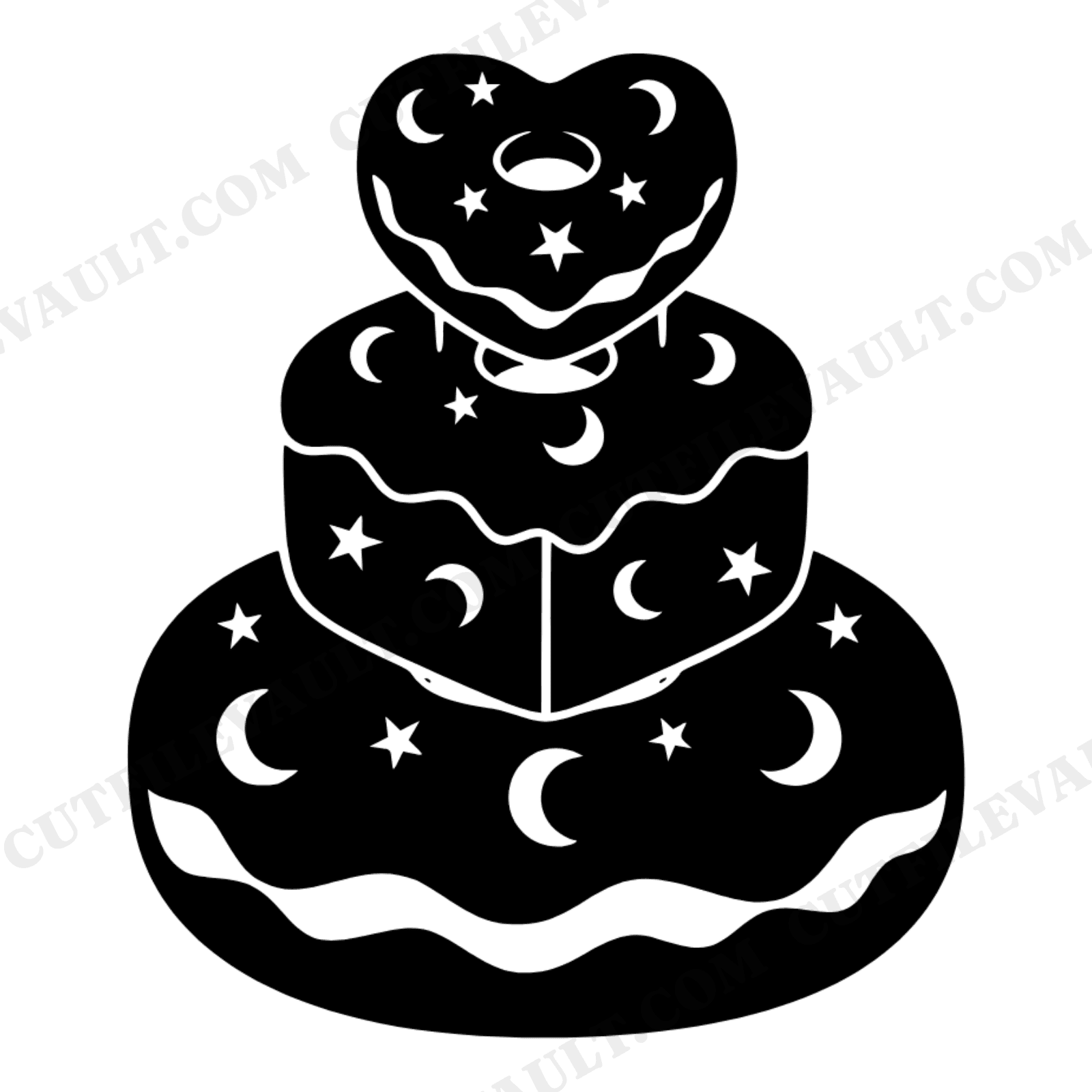 Celestial Donut Tower Wedding Cake SVG PNG, Mystical Donut Stack Cut File, Boho Wedding Clipart, view 1