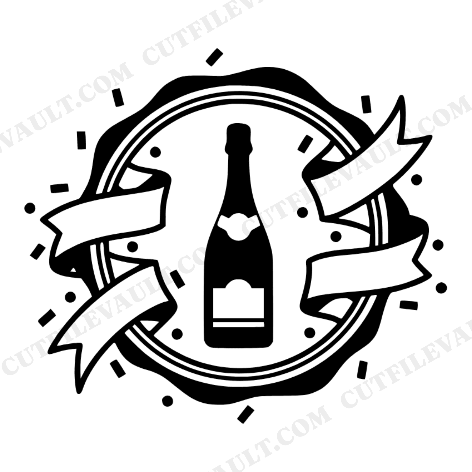 Champagne Bottle Wax Seal SVG PNG, New Year's Eve Celebration Cut File, Wedding Toast Decal, view 1