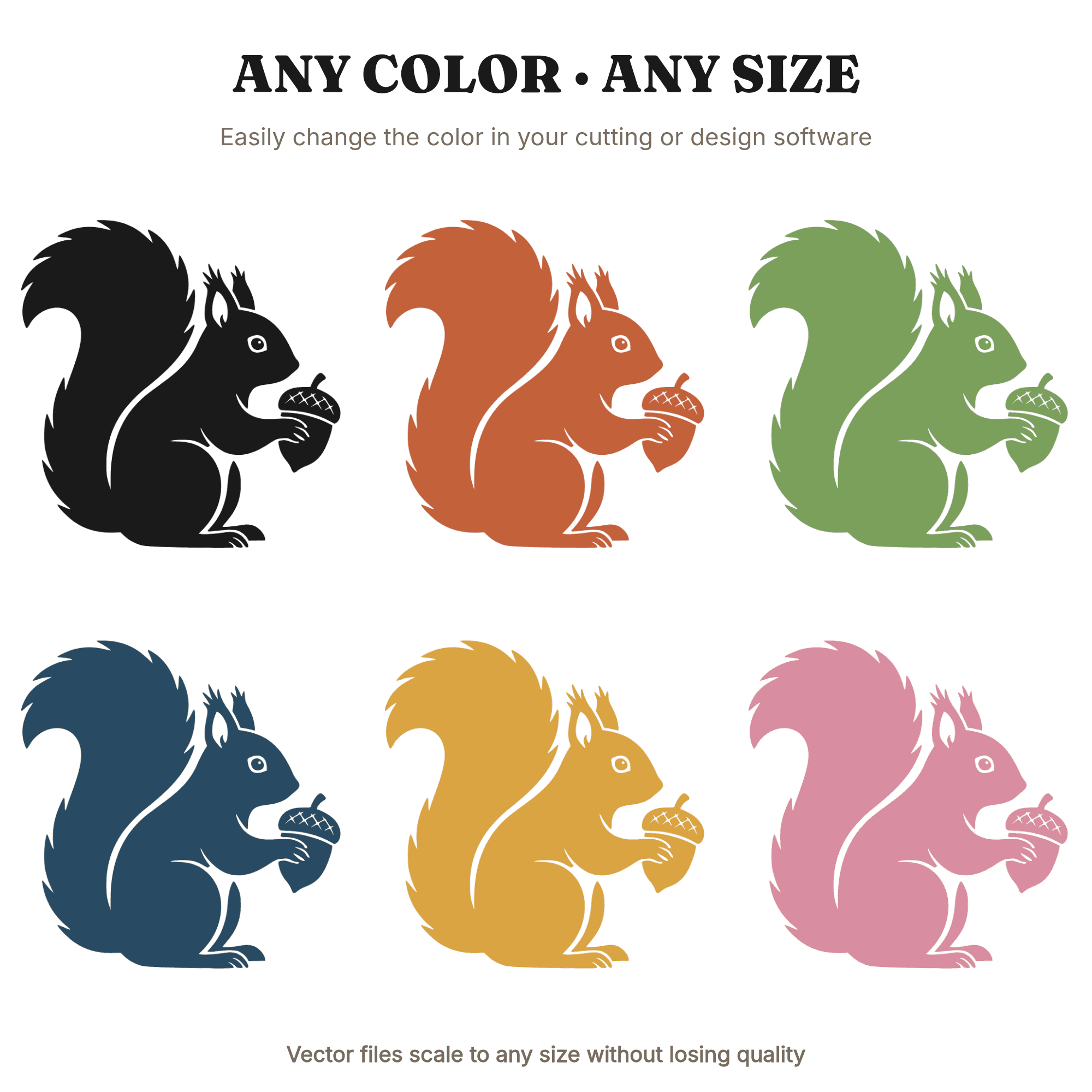 Christmas Squirrel SVG PNG, Winter Woodland Acorn Squirrel Cut File, Scandinavian Line Art Design, view 2