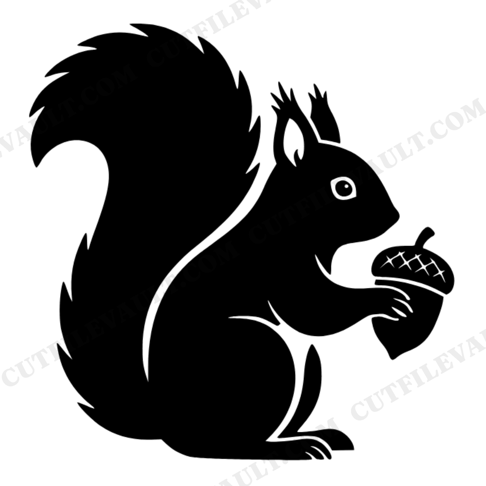 Christmas Squirrel SVG PNG, Winter Woodland Acorn Squirrel Cut File, Scandinavian Line Art Design, view 1
