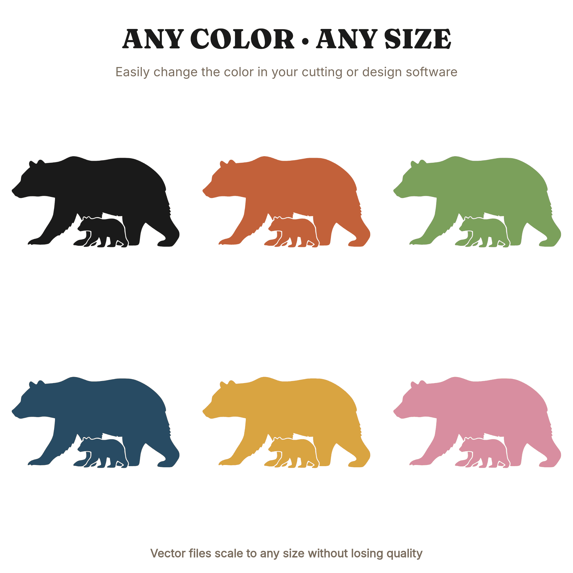 Mama Bear and Cub Autumn Equinox SVG PNG, Fall Equinox Silhouette, Boho Bear Cut File, view 2