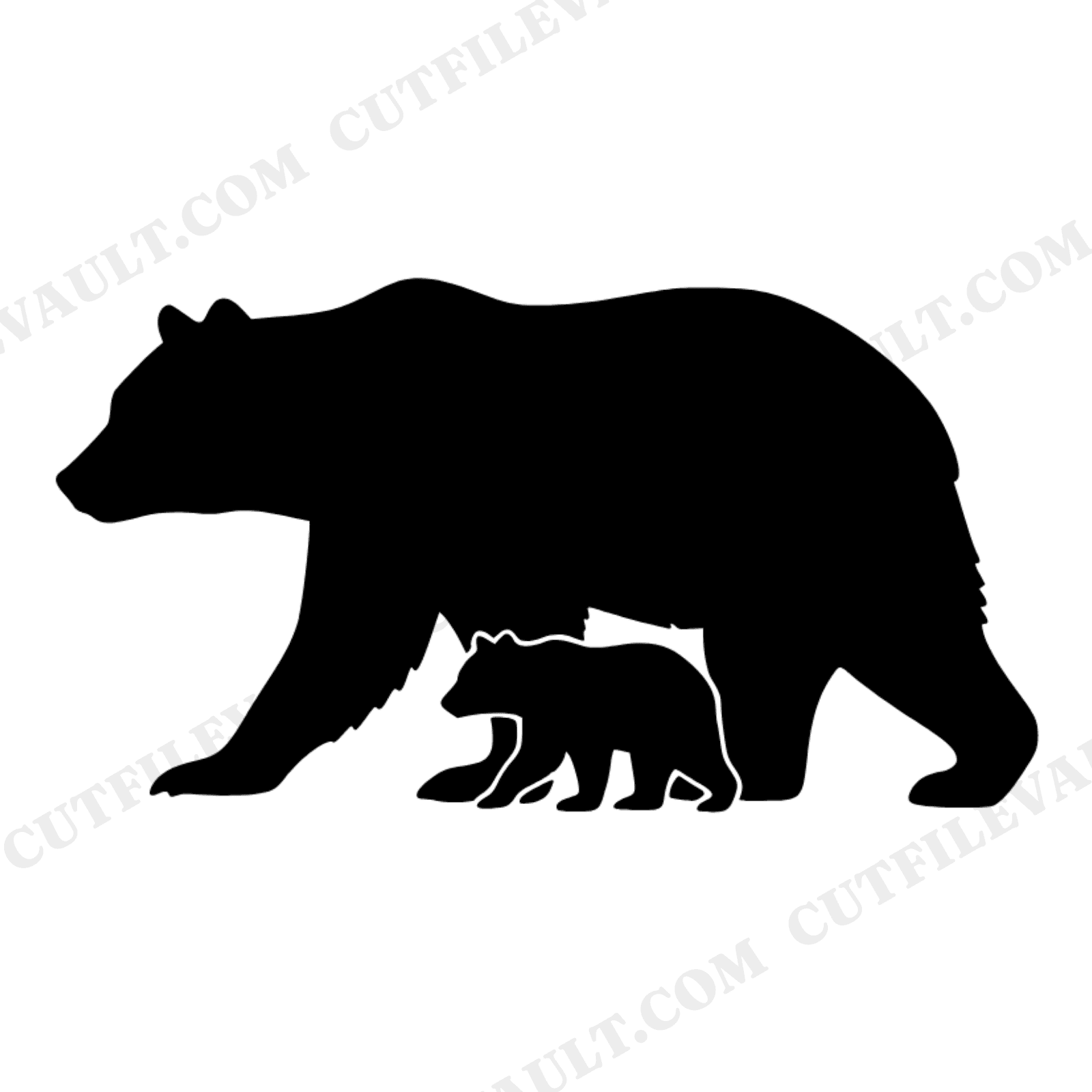 Mama Bear and Cub Autumn Equinox SVG PNG, Fall Equinox Silhouette, Boho Bear Cut File, view 1