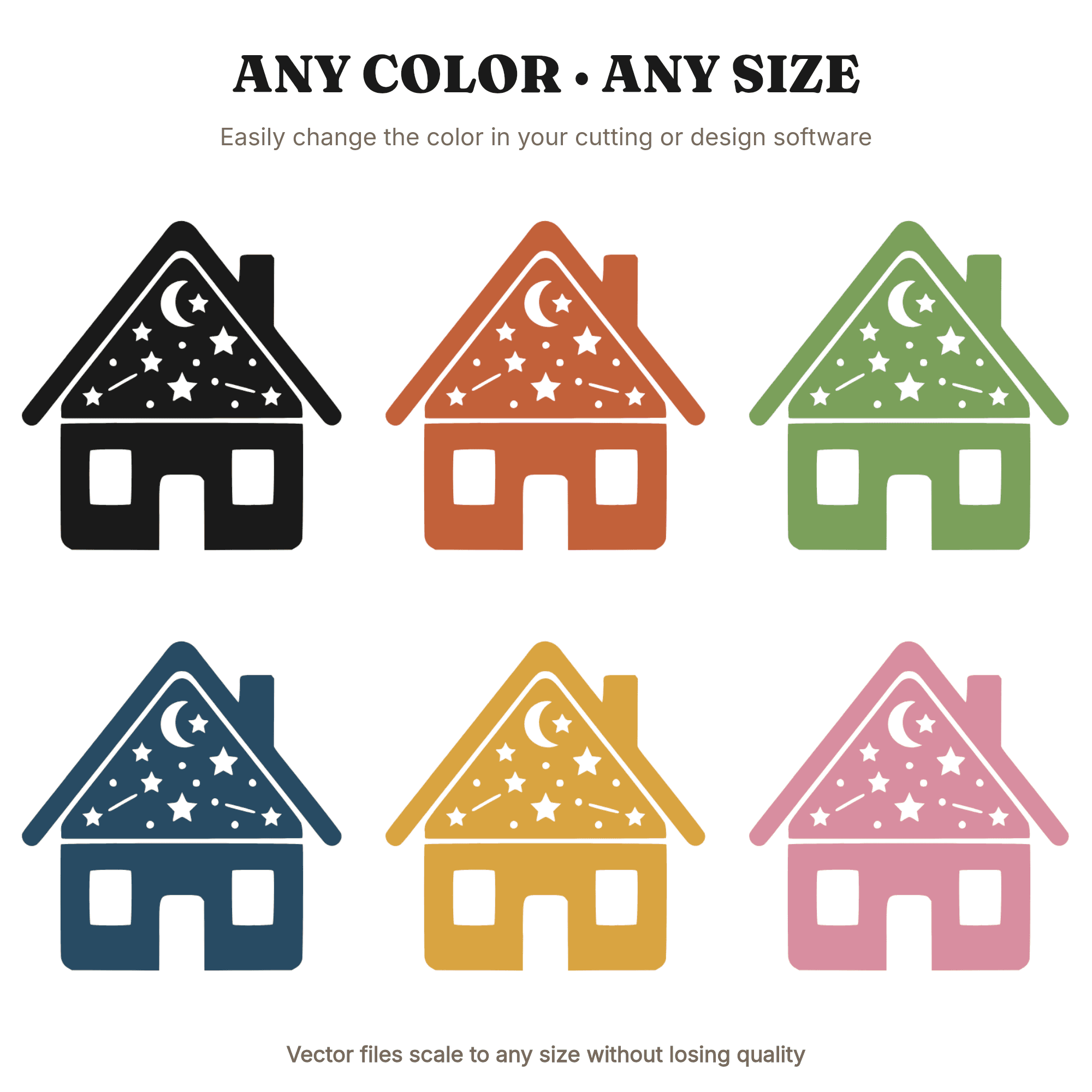 Celestial Gingerbread House SVG PNG, Scandinavian Christmas Silhouette Cut File for Cricut, view 2