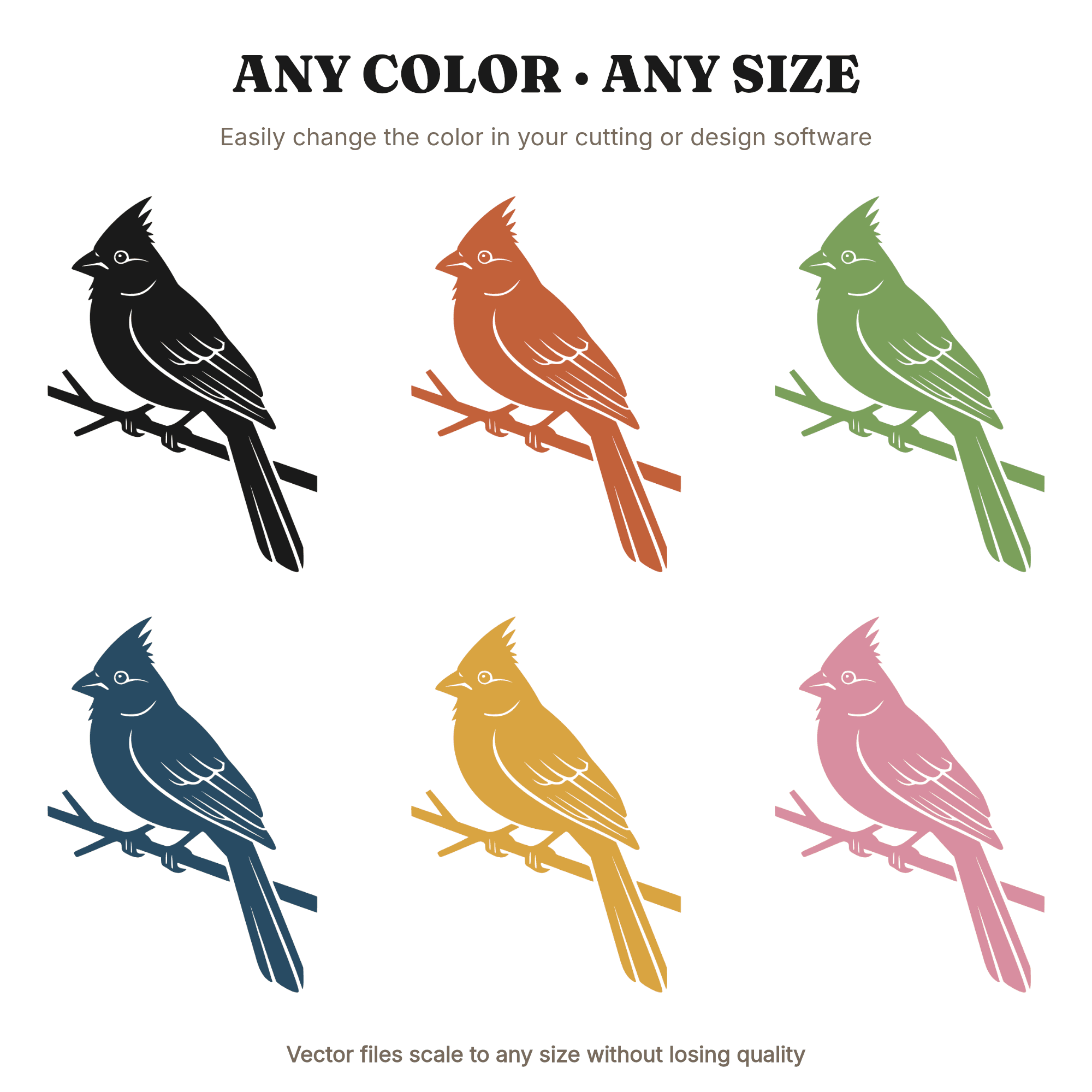 Art Deco Cardinal Bird SVG PNG, Geometric Cardinal on Branch Silhouette Cut File for Cricut, view 2