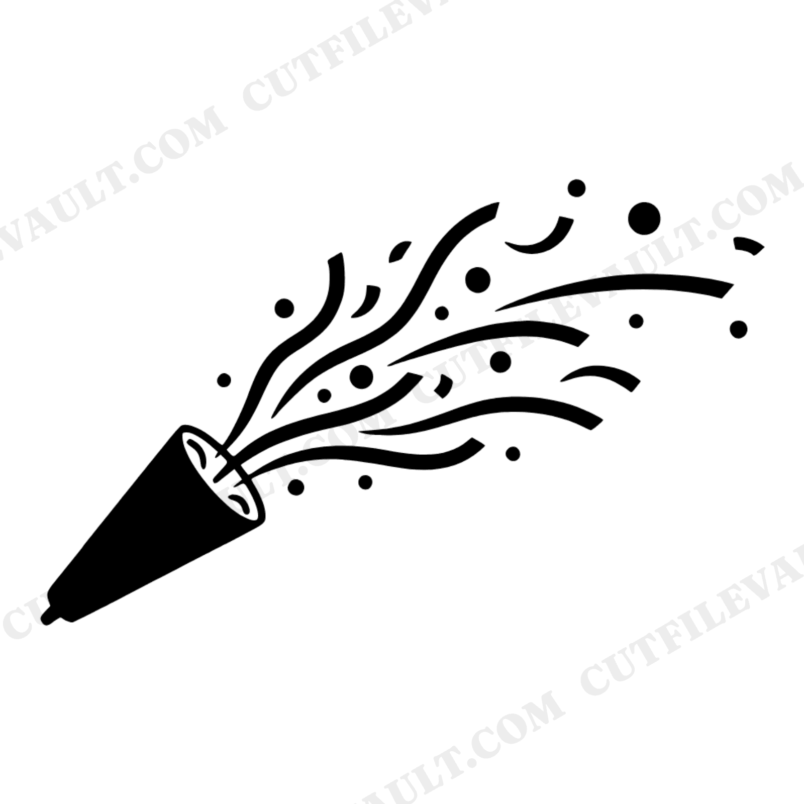 New Year Confetti Popper SVG PNG, Party Celebration Cut File, Scandinavian Line Art Design, view 1