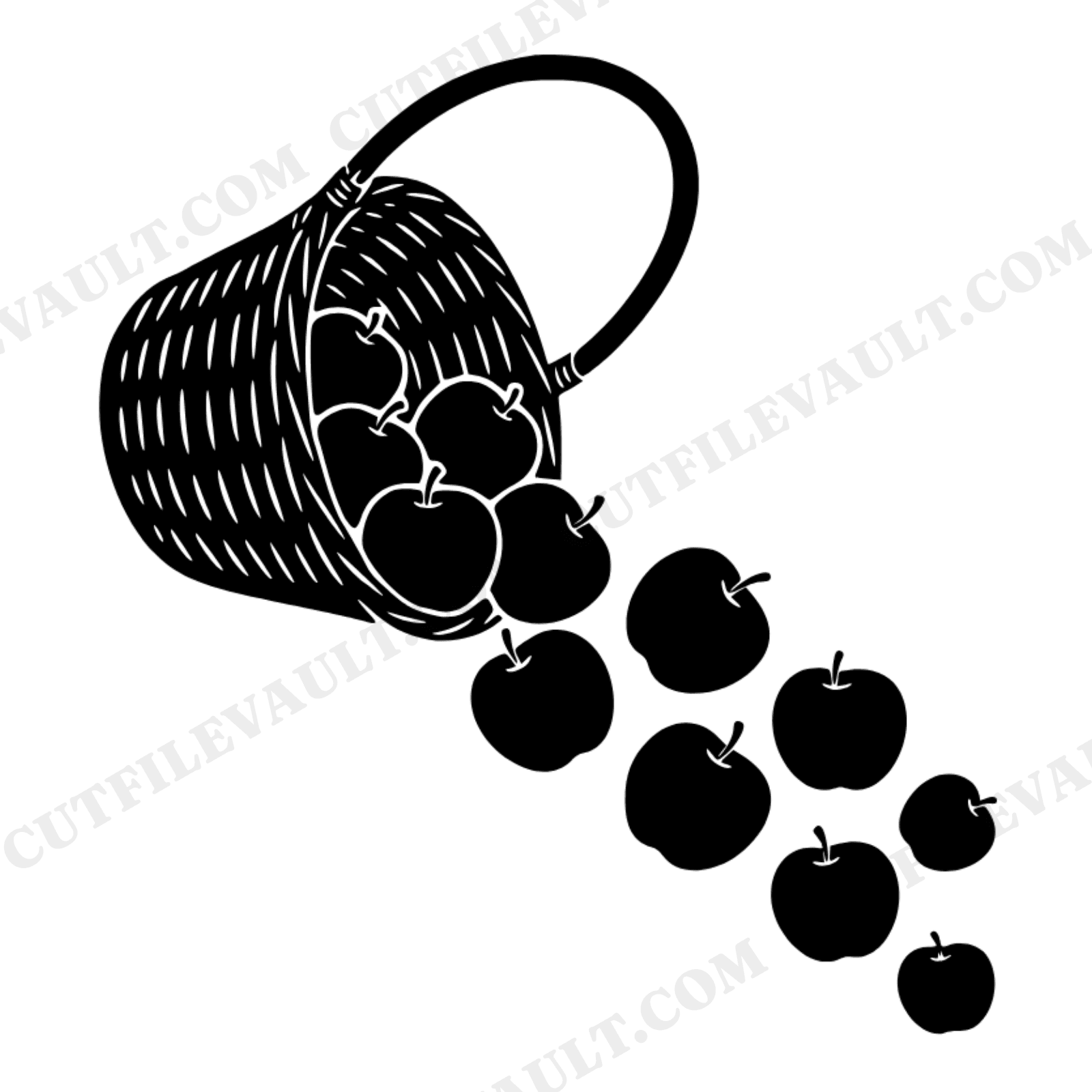 Harvest Apple Basket SVG PNG, Tumbling Apples Cut File, Cottagecore Fall Autumn Nursery Decor, view 1