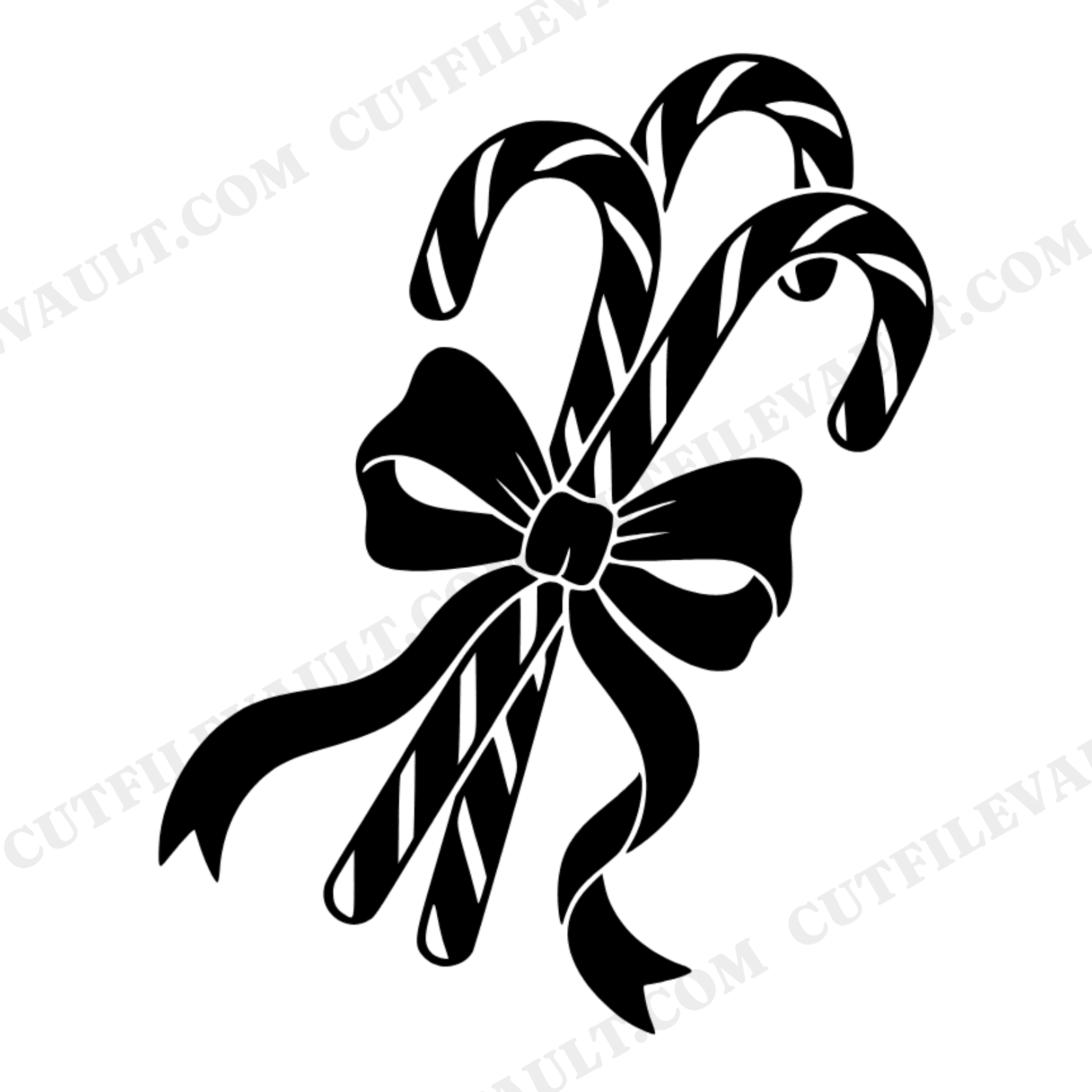 Farmhouse Christmas Candy Cane Bundle SVG PNG, Vintage Botanical Holiday Bow Cut File, view 1