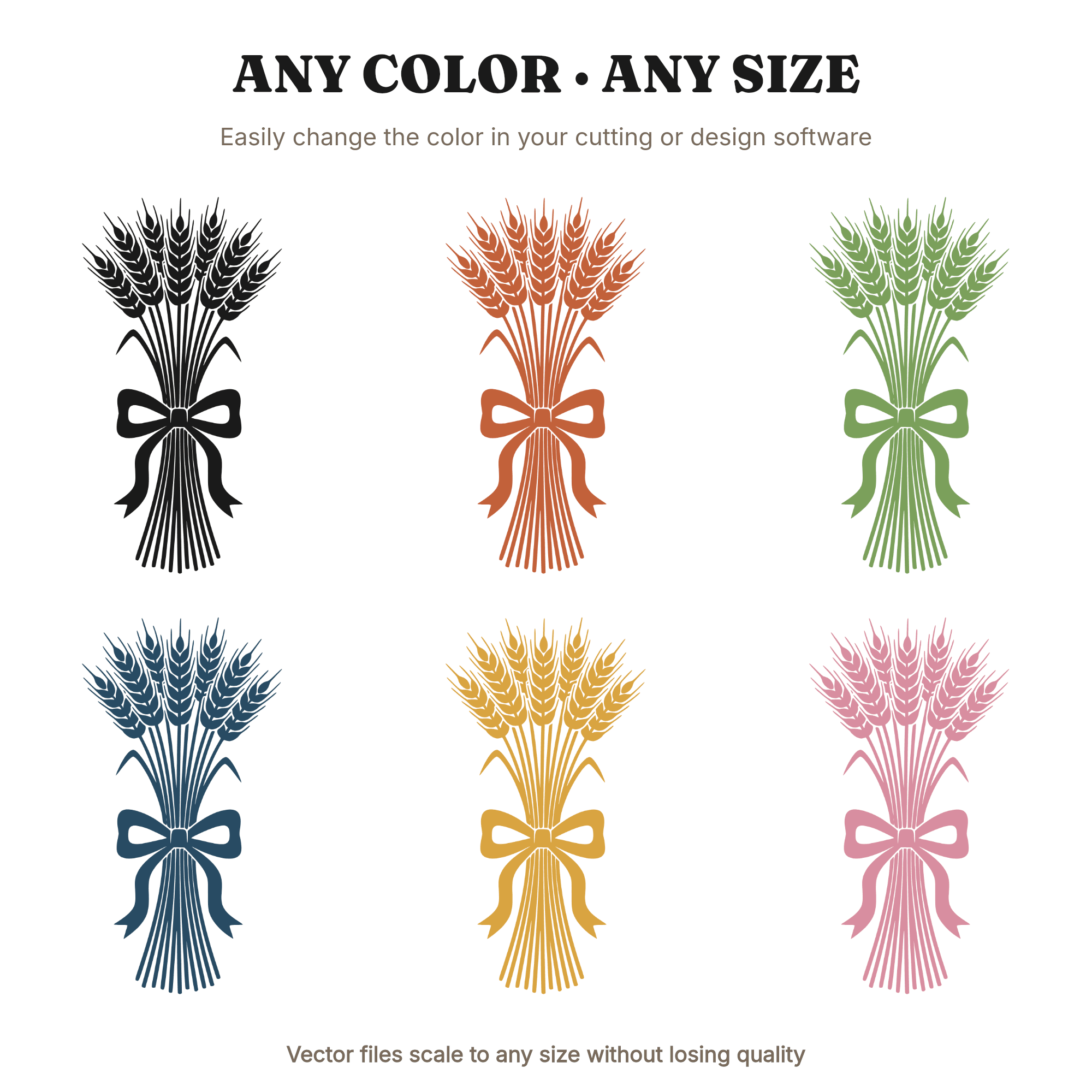 Harvest Wheat Sheaf SVG PNG, Cottagecore Thanksgiving Decor, Farmhouse Autumn Ribbon Bow Cut File, view 2