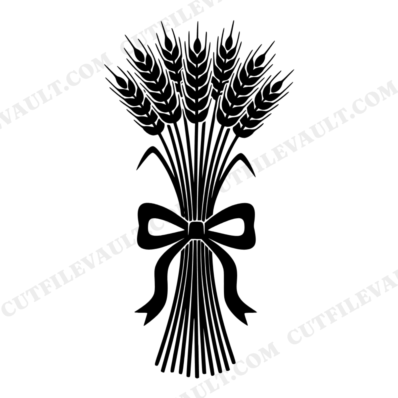 Harvest Wheat Sheaf SVG PNG, Cottagecore Thanksgiving Decor, Farmhouse Autumn Ribbon Bow Cut File, view 1