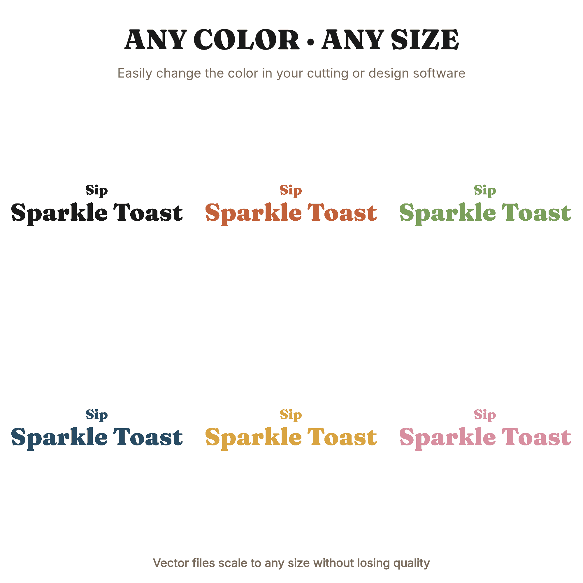 Sip Sparkle Toast SVG PNG Bridal Shower Saying Elegant Script Cut File Wedding Decor, view 2