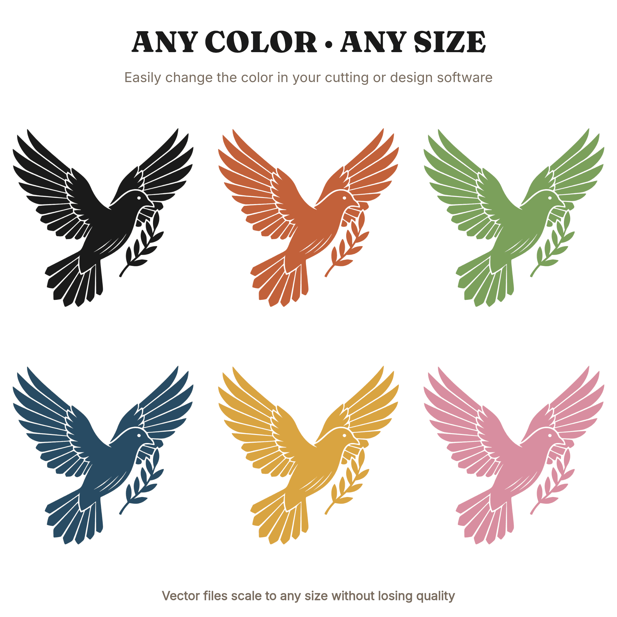 Art Deco Peace Dove SVG PNG, New Year Dove Cut File, Geometric Bird with Olive Branch Design, view 2