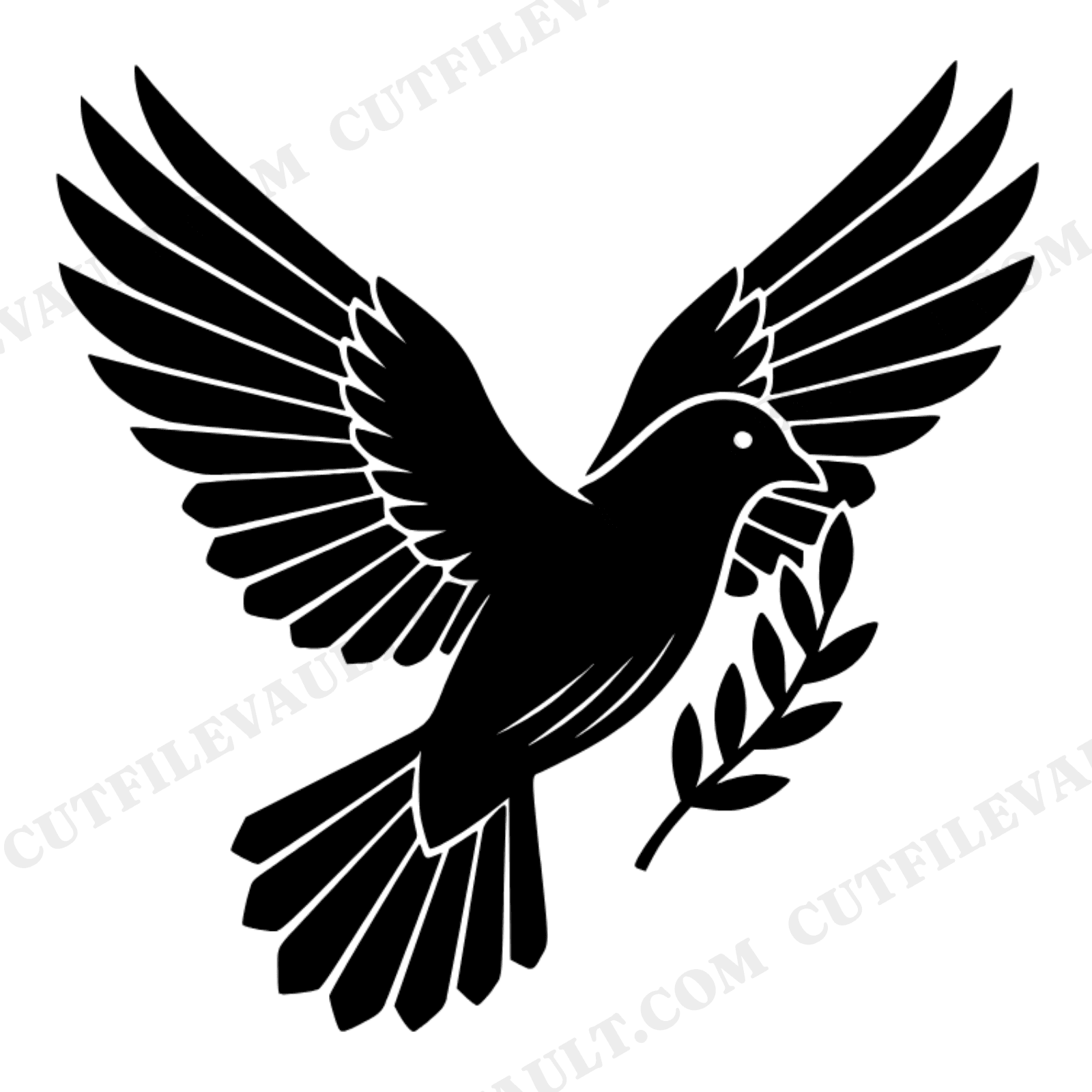 Art Deco Peace Dove SVG PNG, New Year Dove Cut File, Geometric Bird with Olive Branch Design, view 1