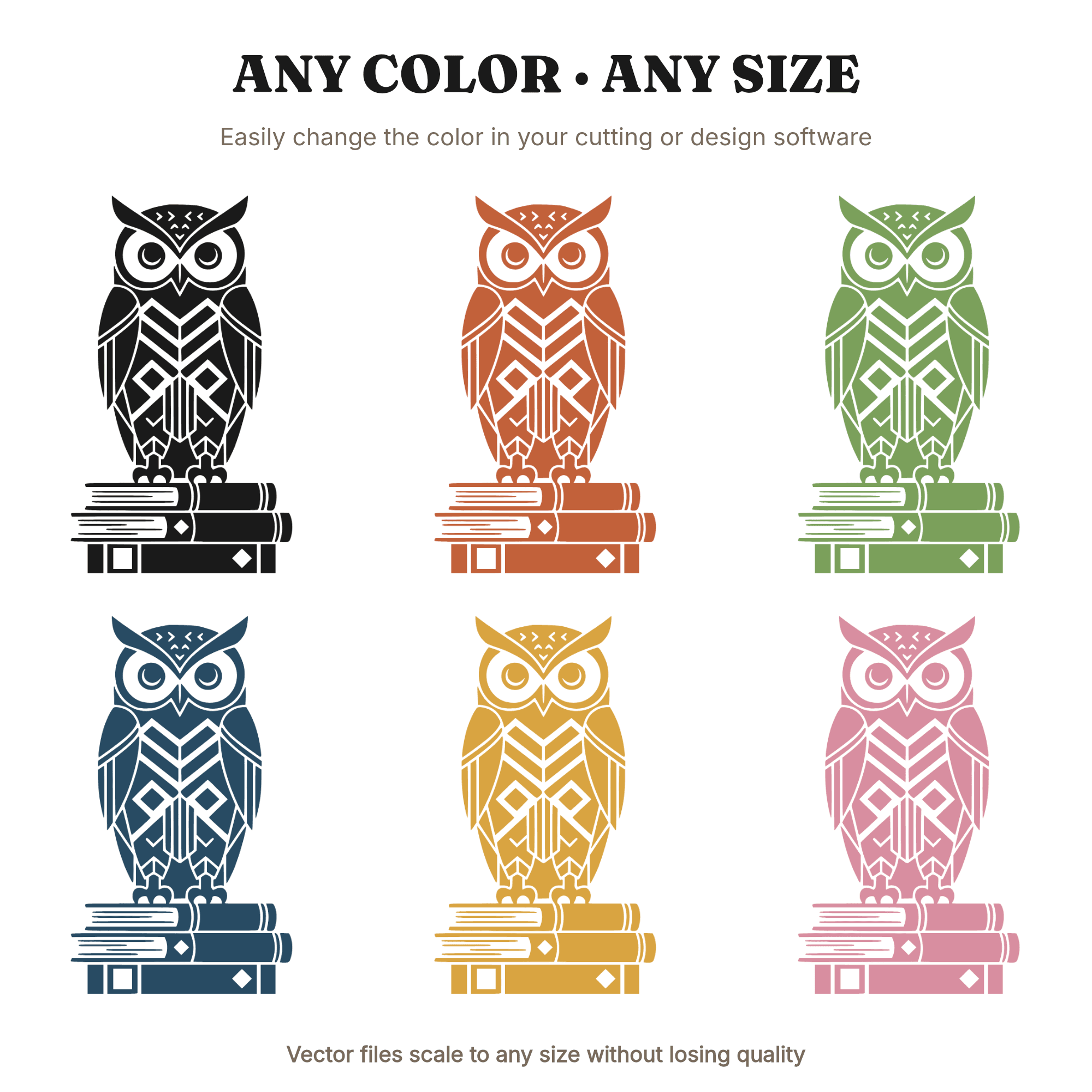 Art Deco Owl SVG, Geometric Owl on Books PNG, Teacher Appreciation Gift, Back to School Cut File, view 2