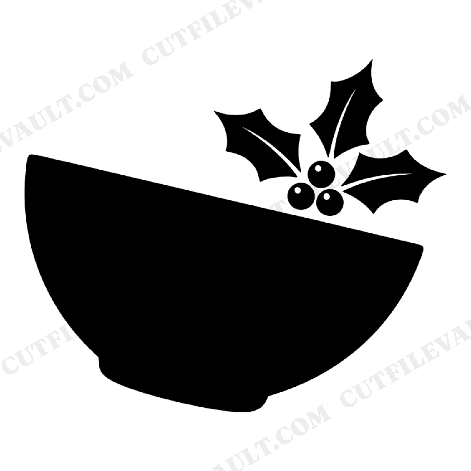 Retro Christmas Mixing Bowl SVG PNG, Vintage 70s Holly Kitchen Cut File, Holiday Baking Clipart, view 1