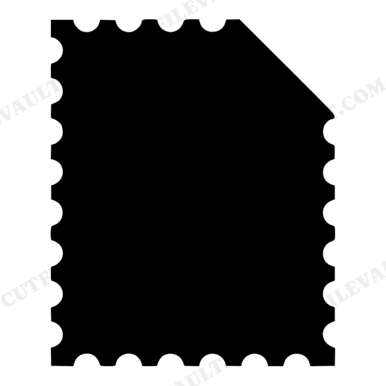 Vintage Postage Stamp SVG PNG, Curled Corner Stamp Silhouette, Valentine Love Letter Clipart, view 1